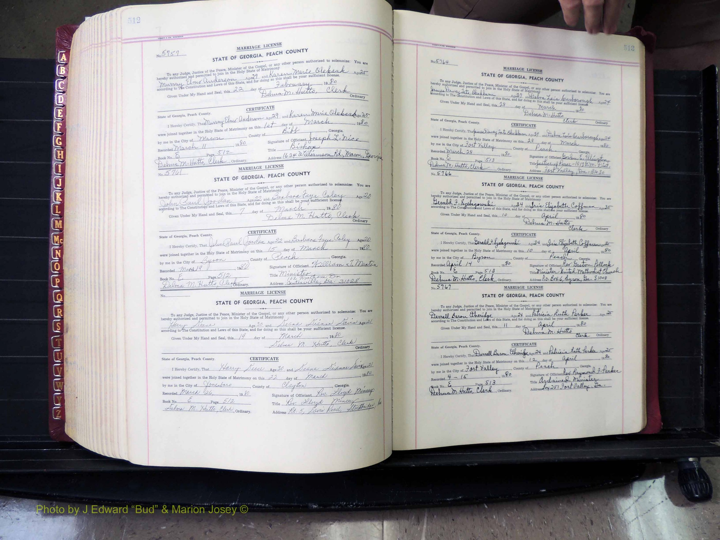 Peach Co, GA, Marriages, Book E, 1960-1984 pg 512-513.JPG