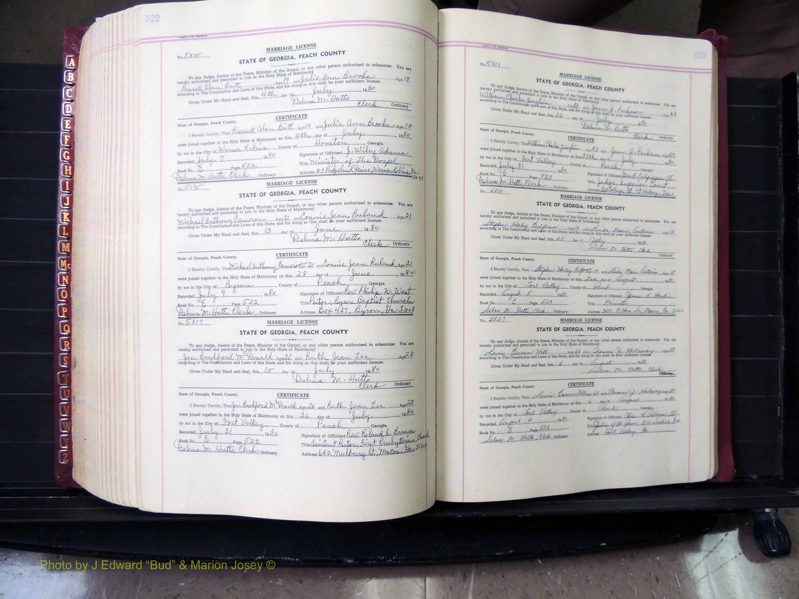 Peach Co, GA, Marriages, Book E, 1960-1984 pg 522-523.JPG