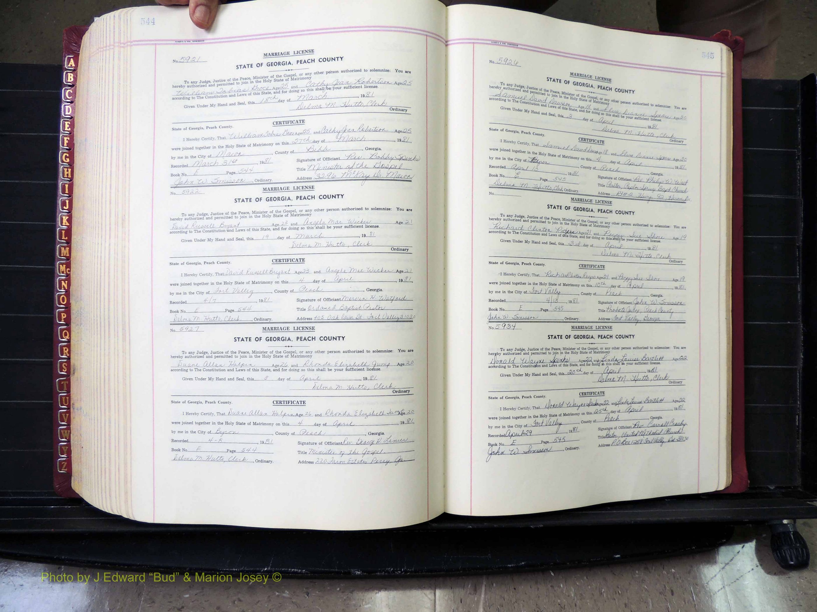 Peach Co, GA, Marriages, Book E, 1960-1984 pg 544-545.JPG