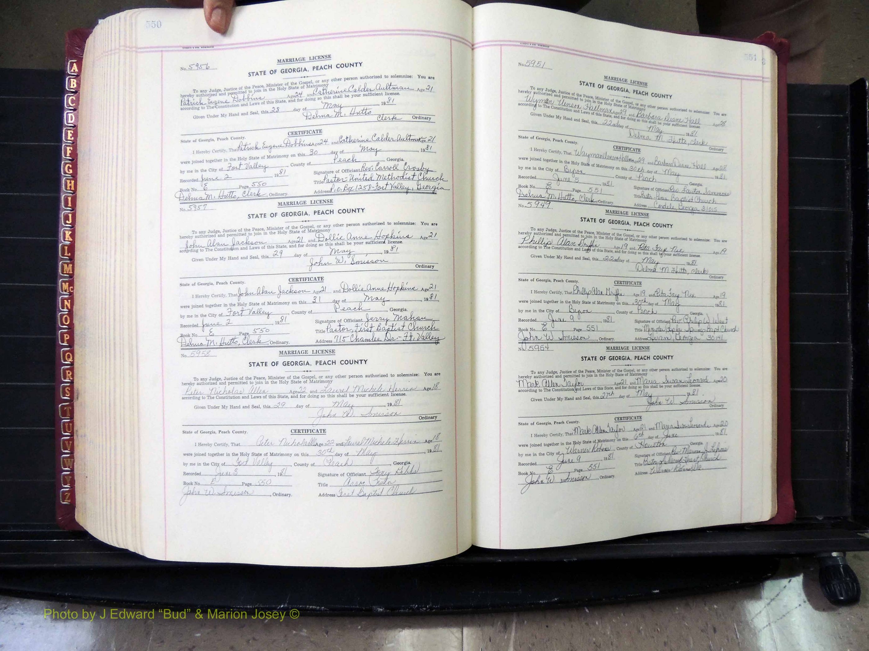 Peach Co, GA, Marriages, Book E, 1960-1984 pg 550-551.JPG