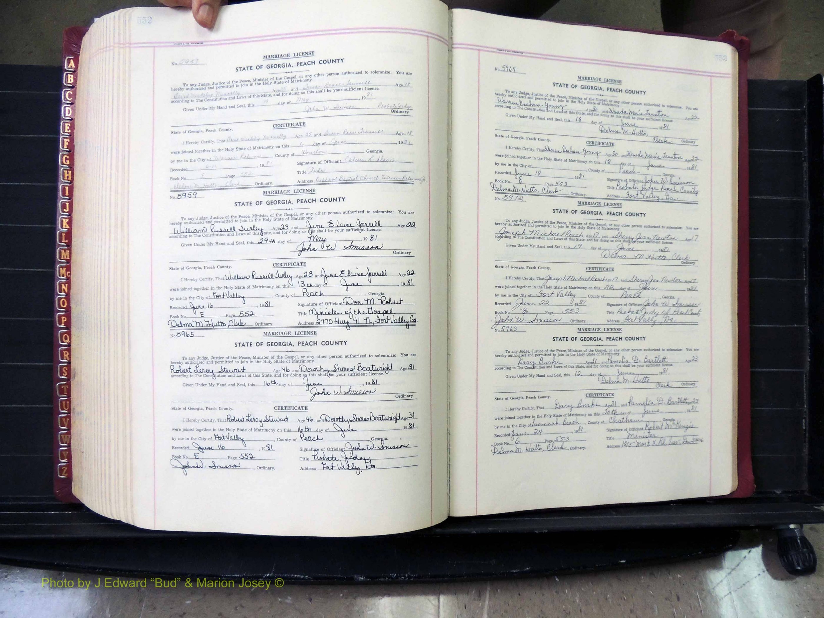 Peach Co, GA, Marriages, Book E, 1960-1984 pg 552-553.JPG