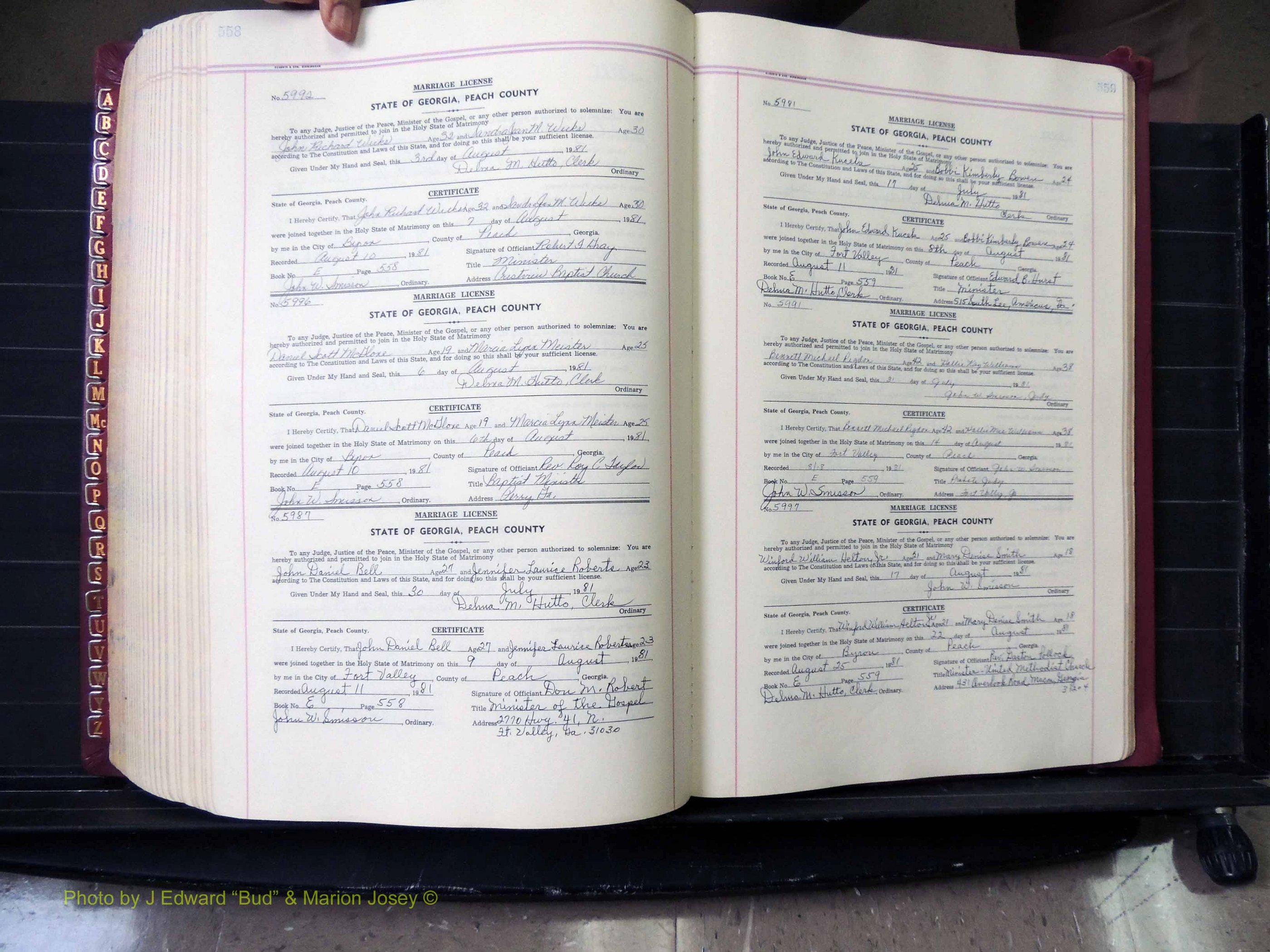 Peach Co, GA, Marriages, Book E, 1960-1984 pg 558-559.JPG