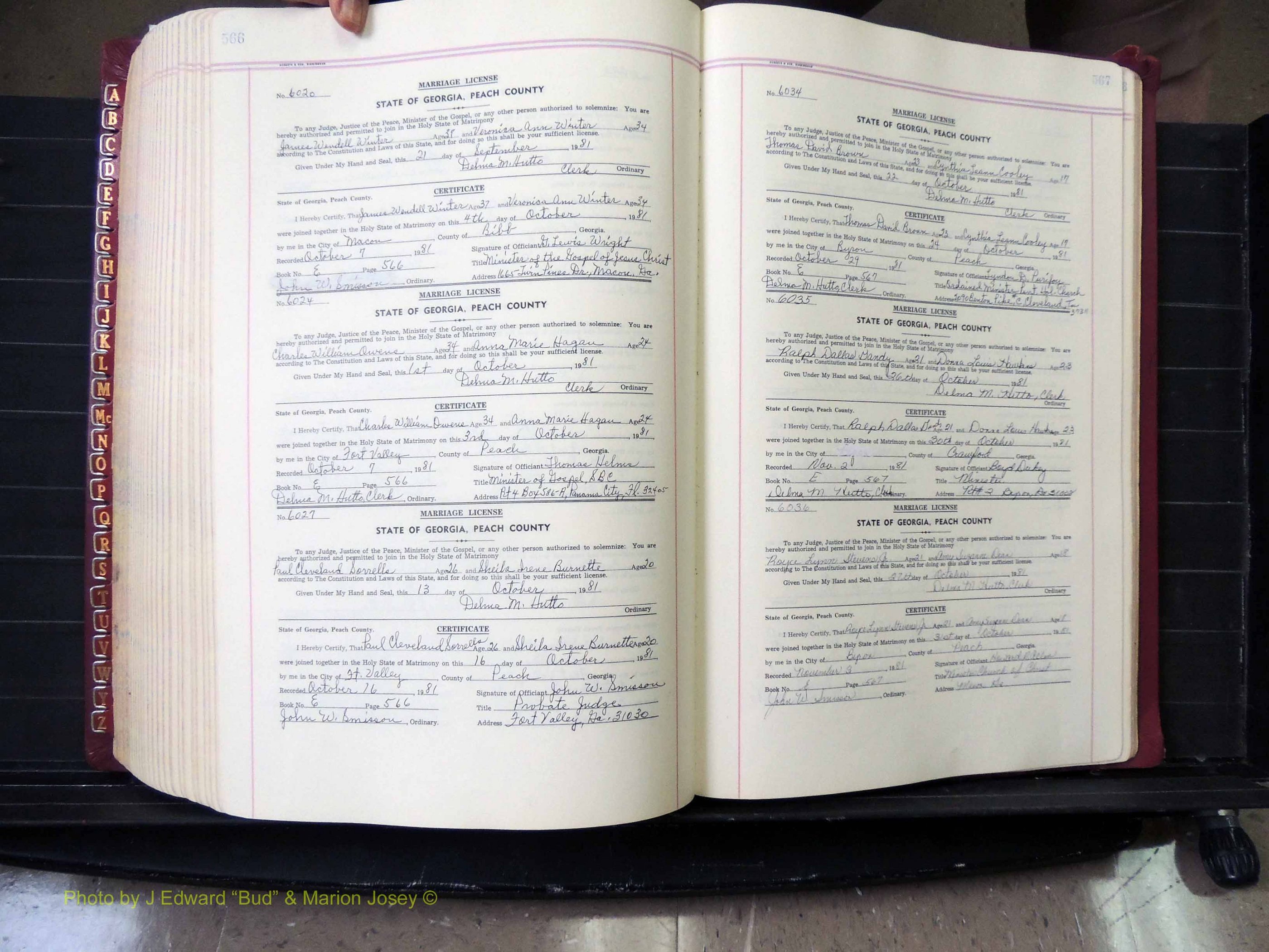 Peach Co, GA, Marriages, Book E, 1960-1984 pg 566-567.JPG