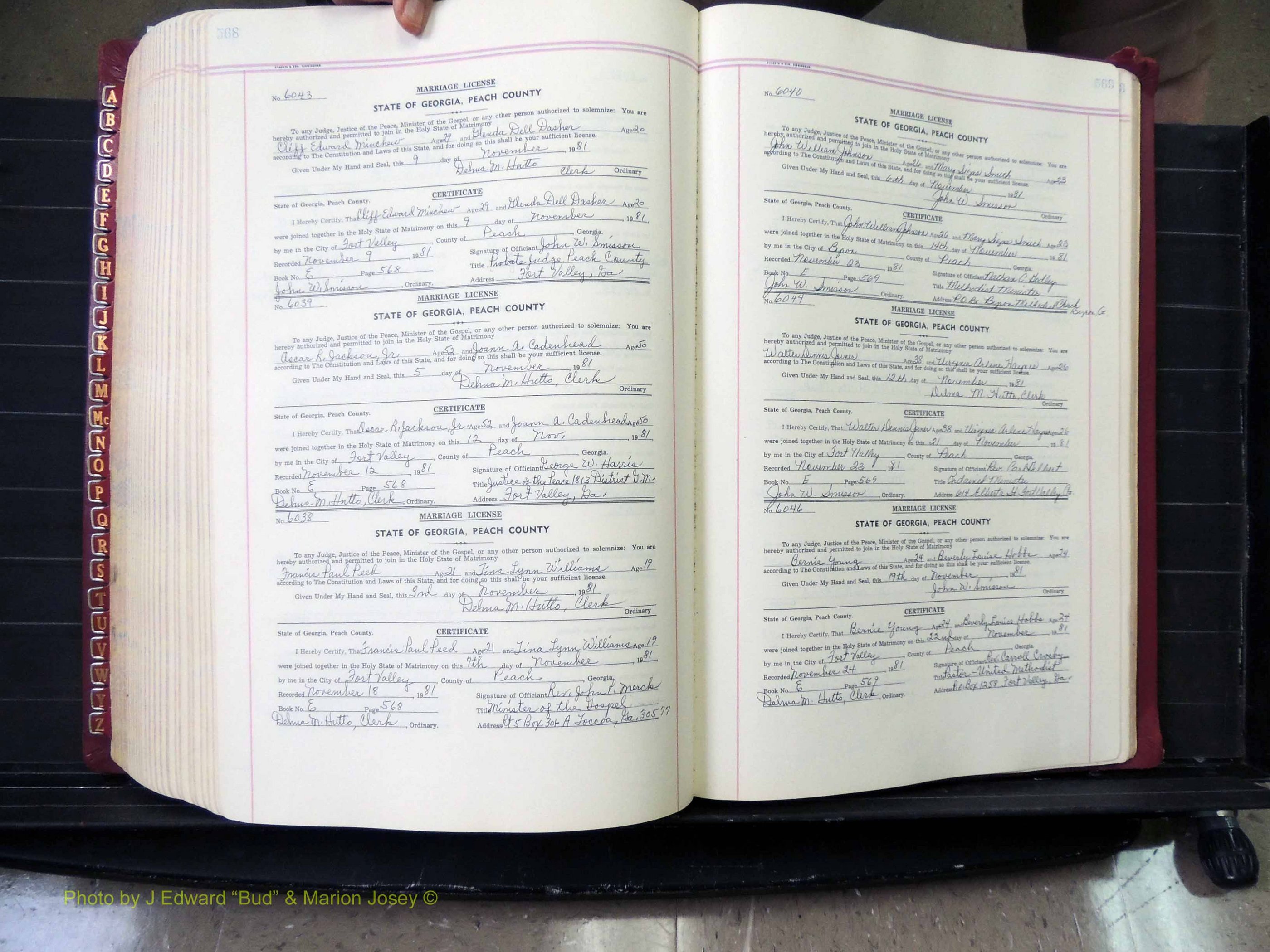 Peach Co, GA, Marriages, Book E, 1960-1984 pg 568-569.JPG