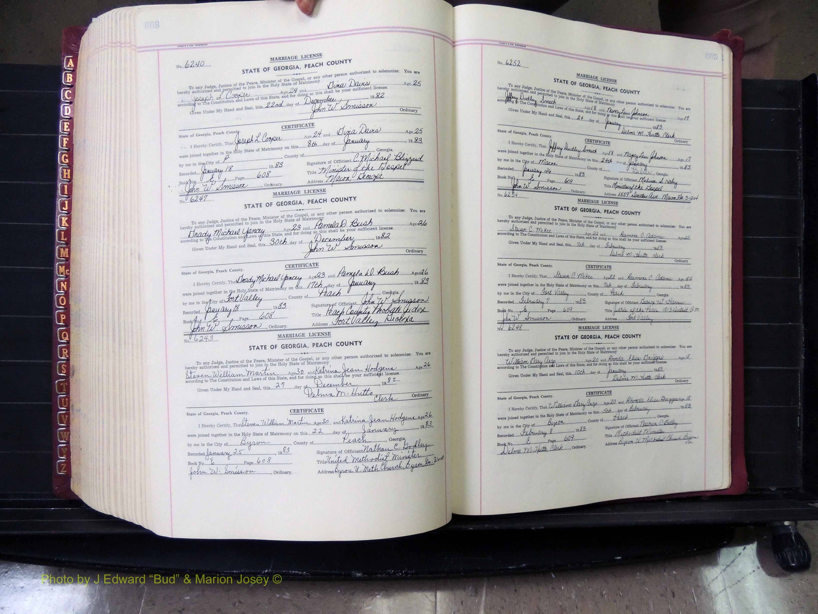 Peach Co, GA, Marriages, Book E, 1960-1984 pg 608-609.JPG