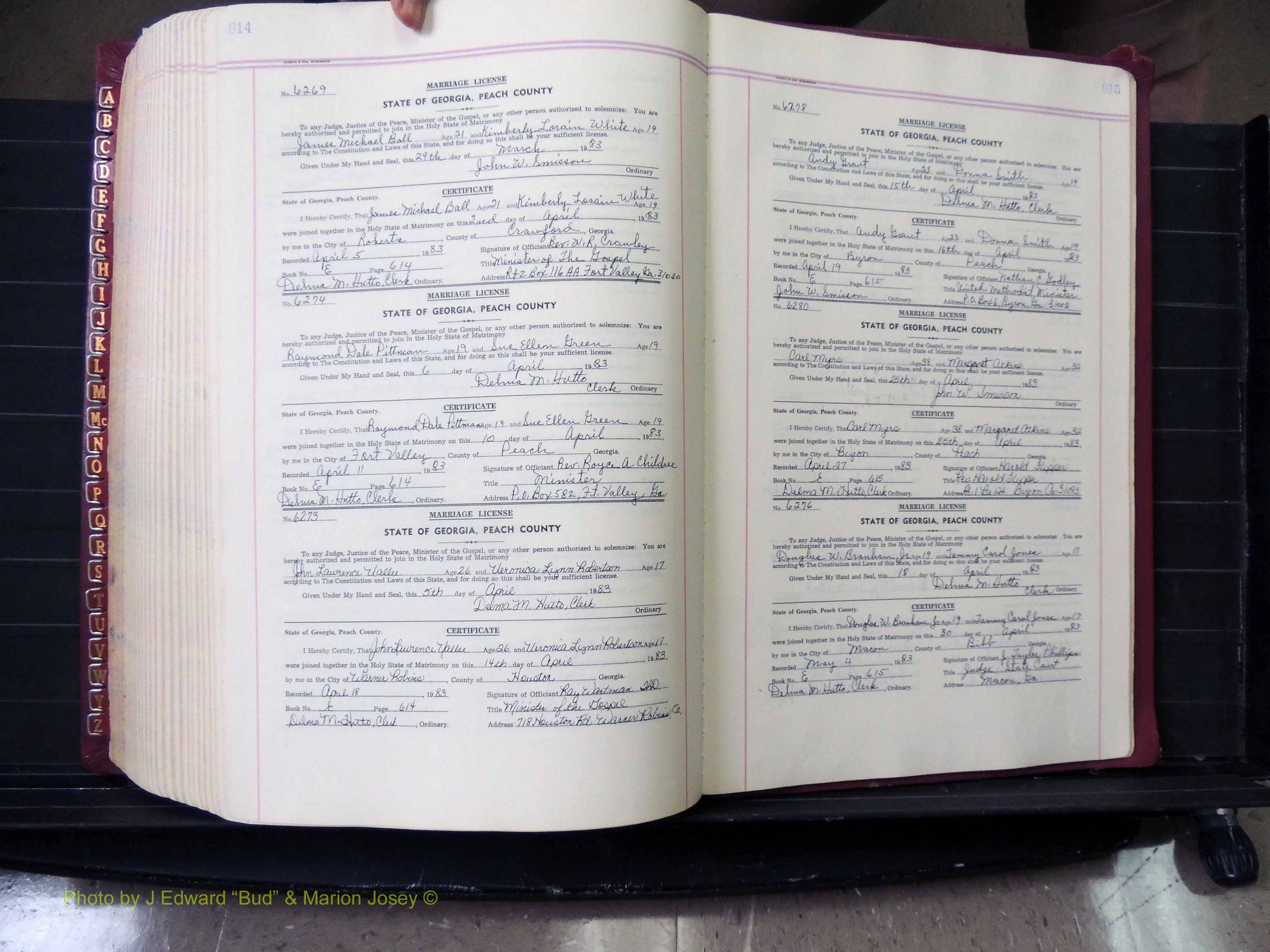 Peach Co, GA, Marriages, Book E, 1960-1984 pg 614-615.JPG