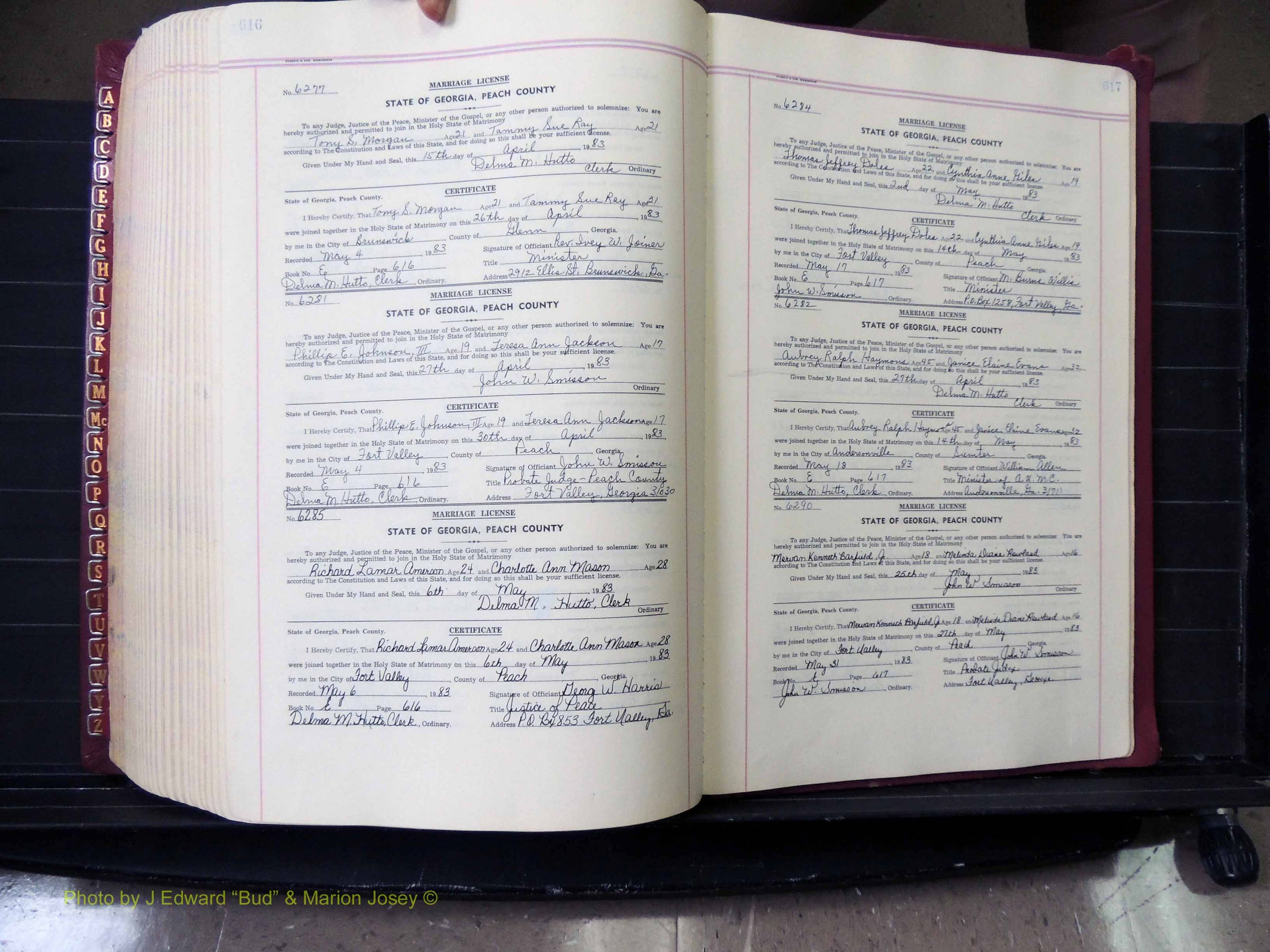 Peach Co, GA, Marriages, Book E, 1960-1984 pg 616-617.JPG