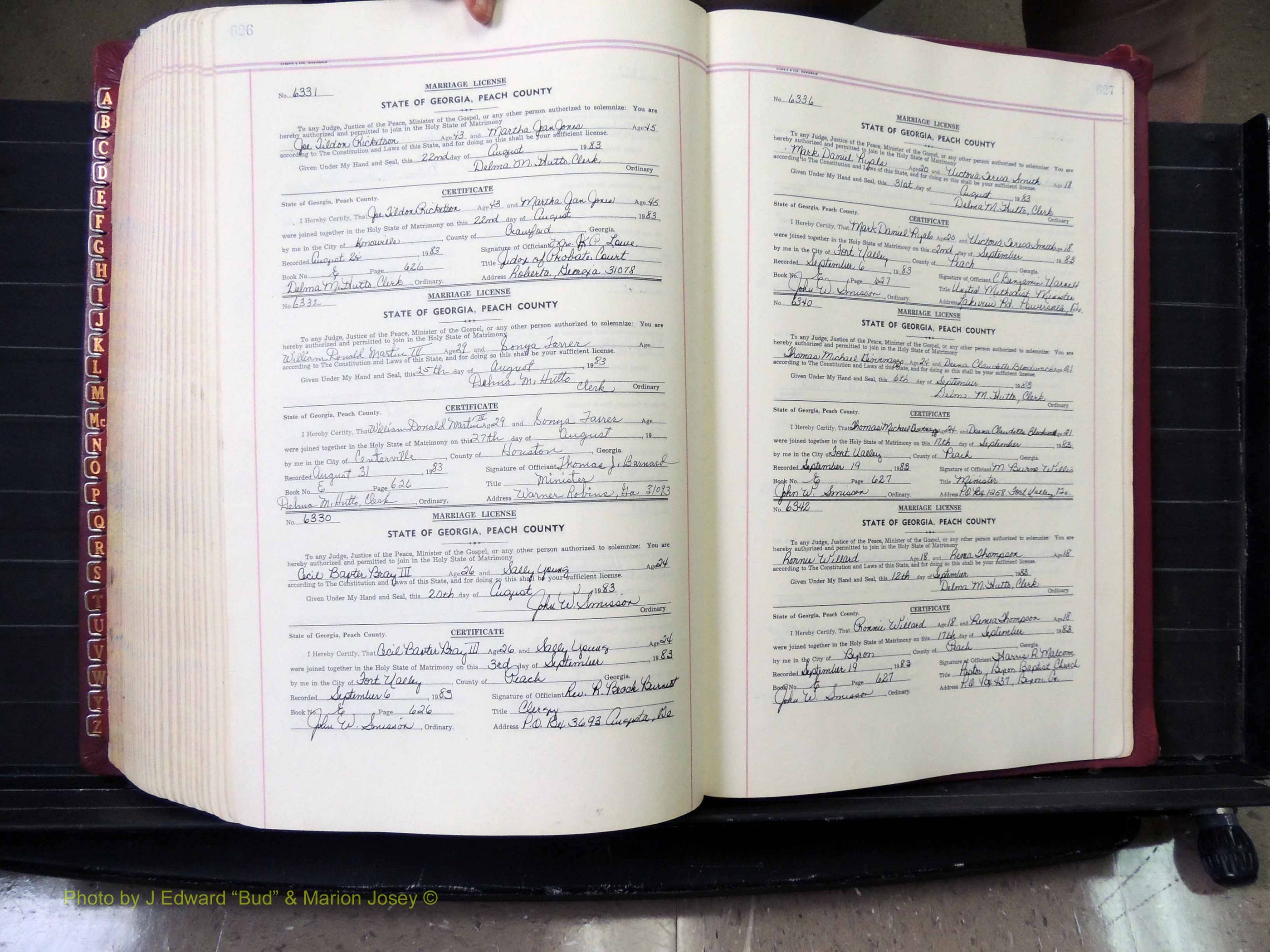 Peach Co, GA, Marriages, Book E, 1960-1984 pg 626-627.JPG