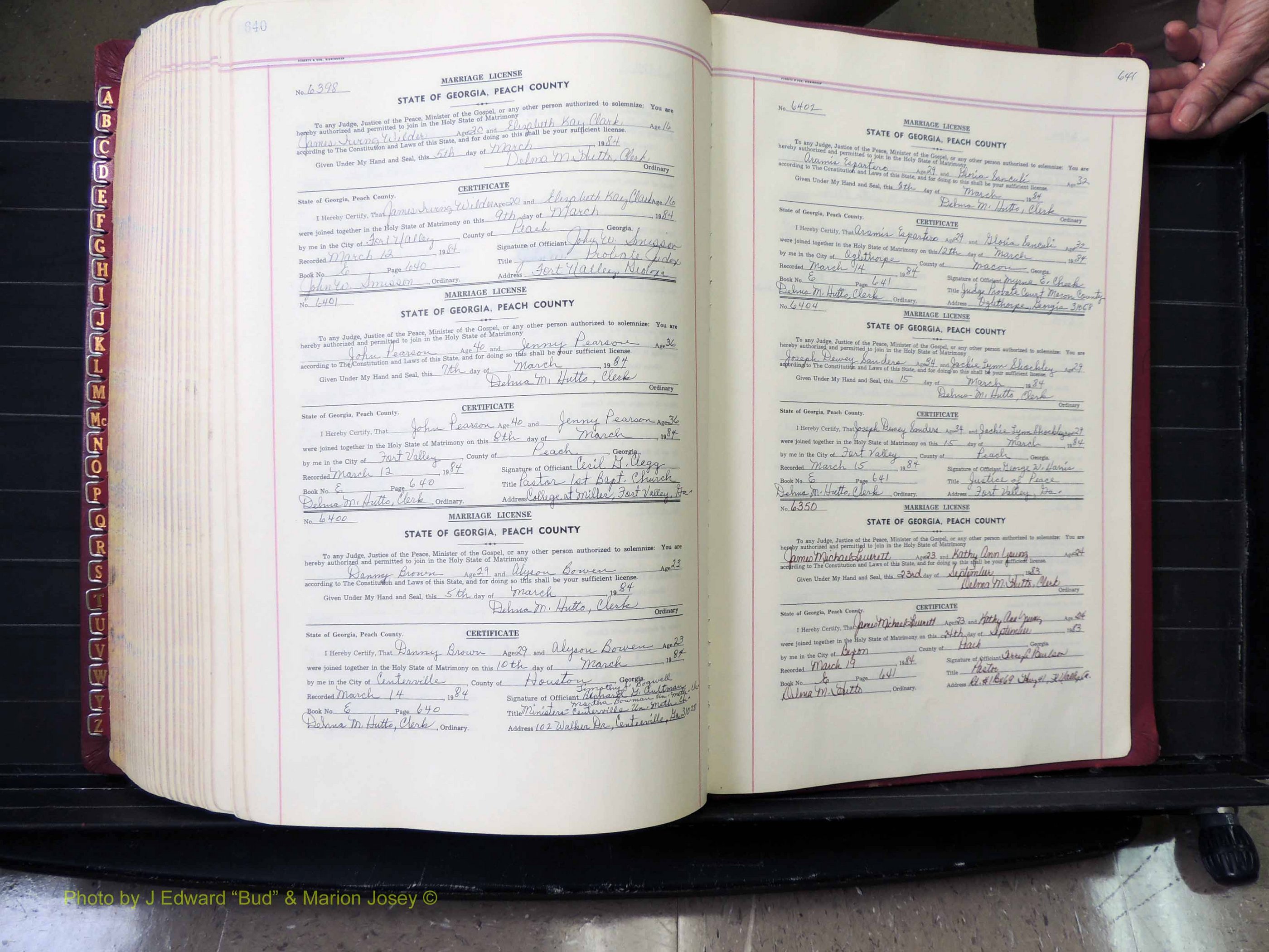 Peach Co, GA, Marriages, Book E, 1960-1984 pg 640-641.JPG