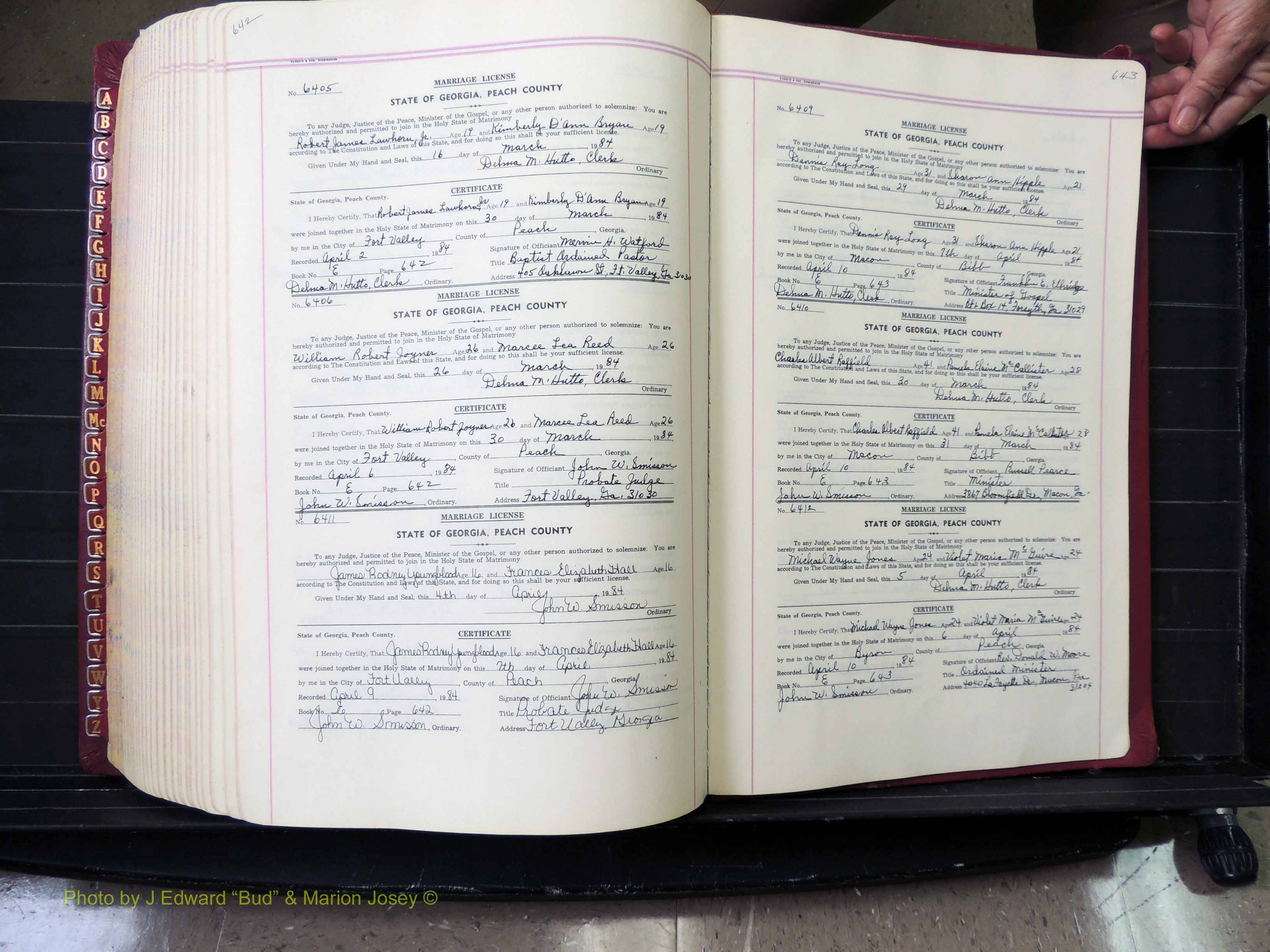 Peach Co, GA, Marriages, Book E, 1960-1984 pg 642-643.JPG