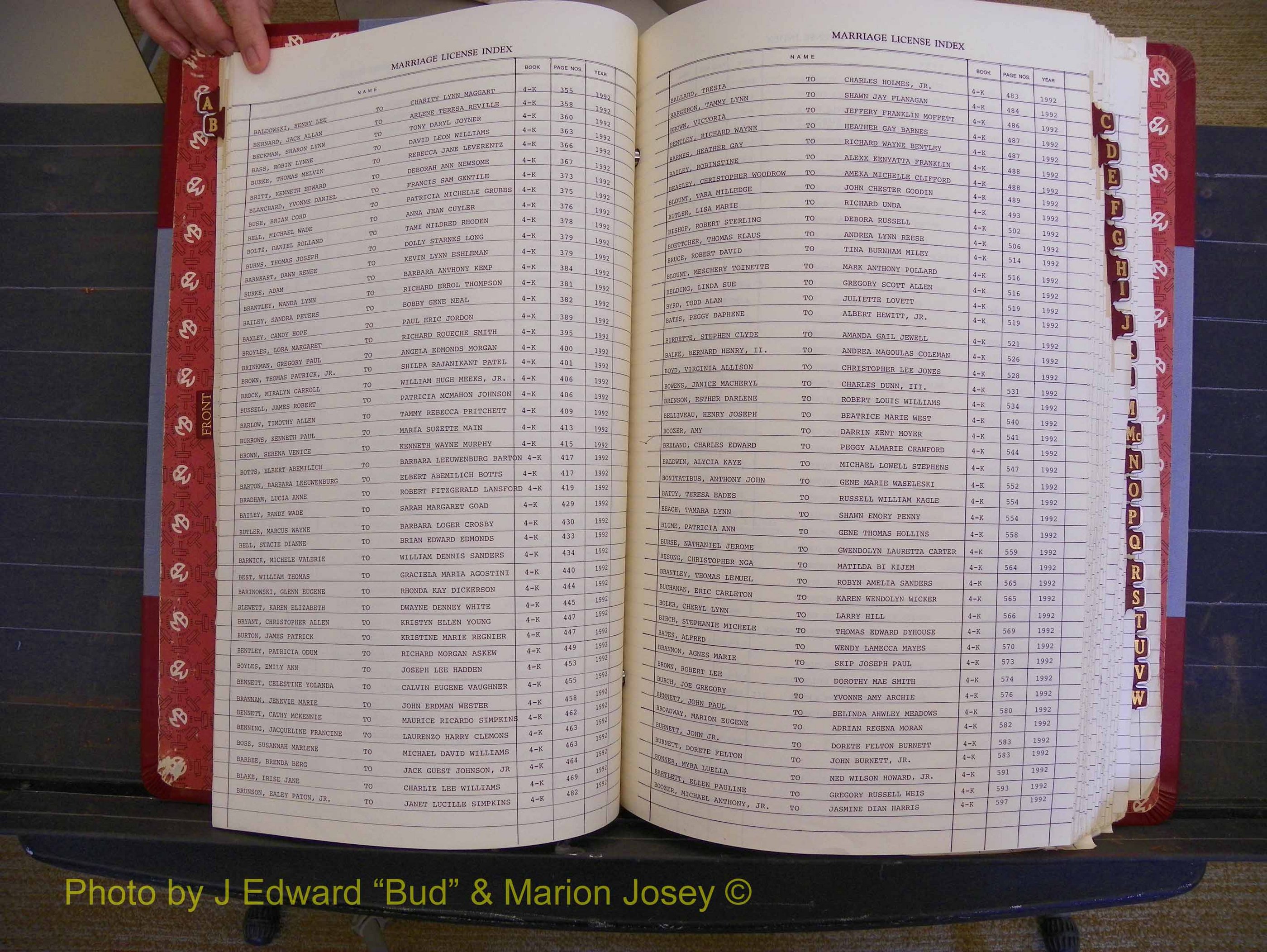 Richmond Marriages 1988-1995, Index B (124).JPG