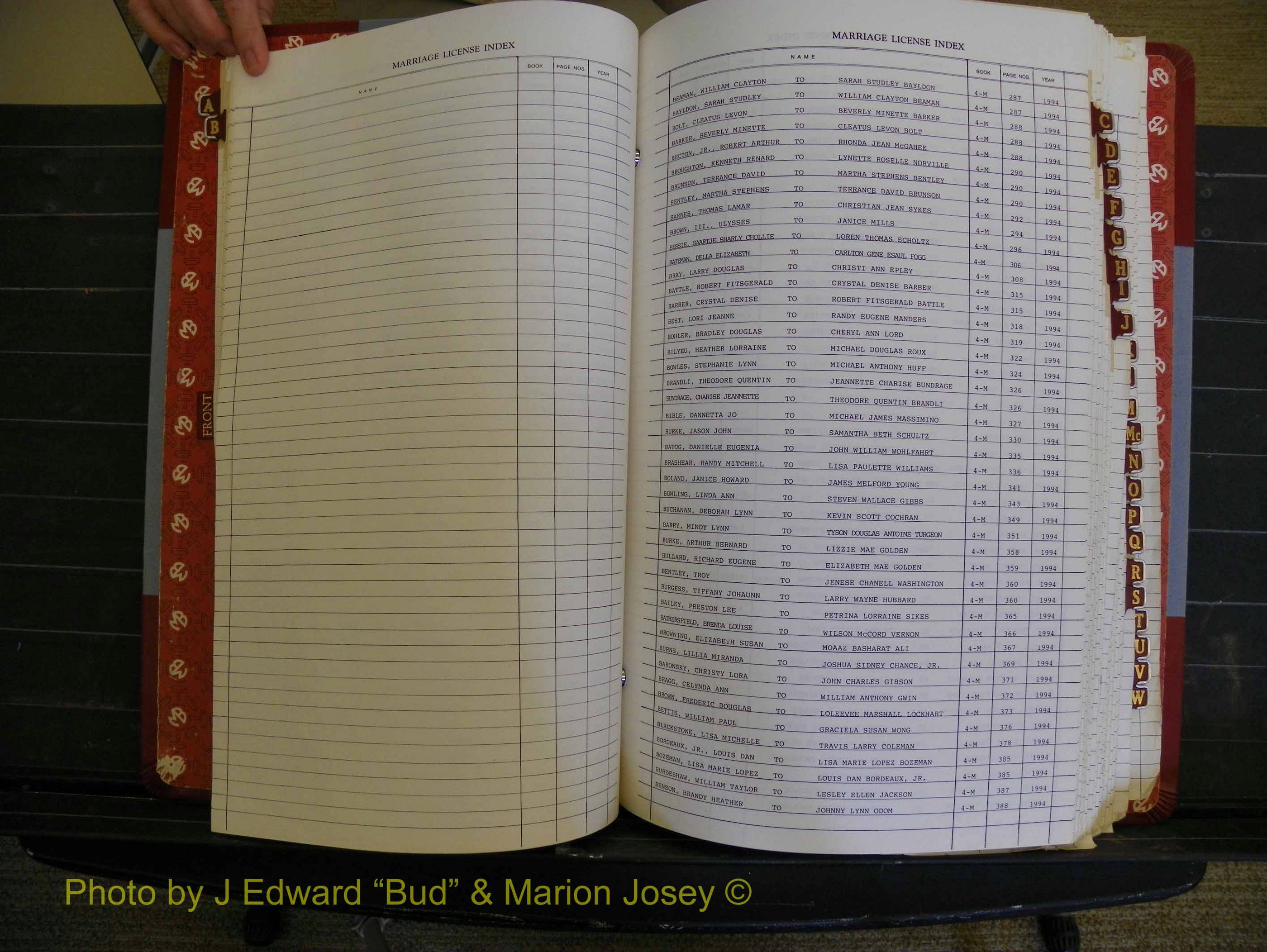 Richmond Marriages 1988-1995, Index B (129).JPG