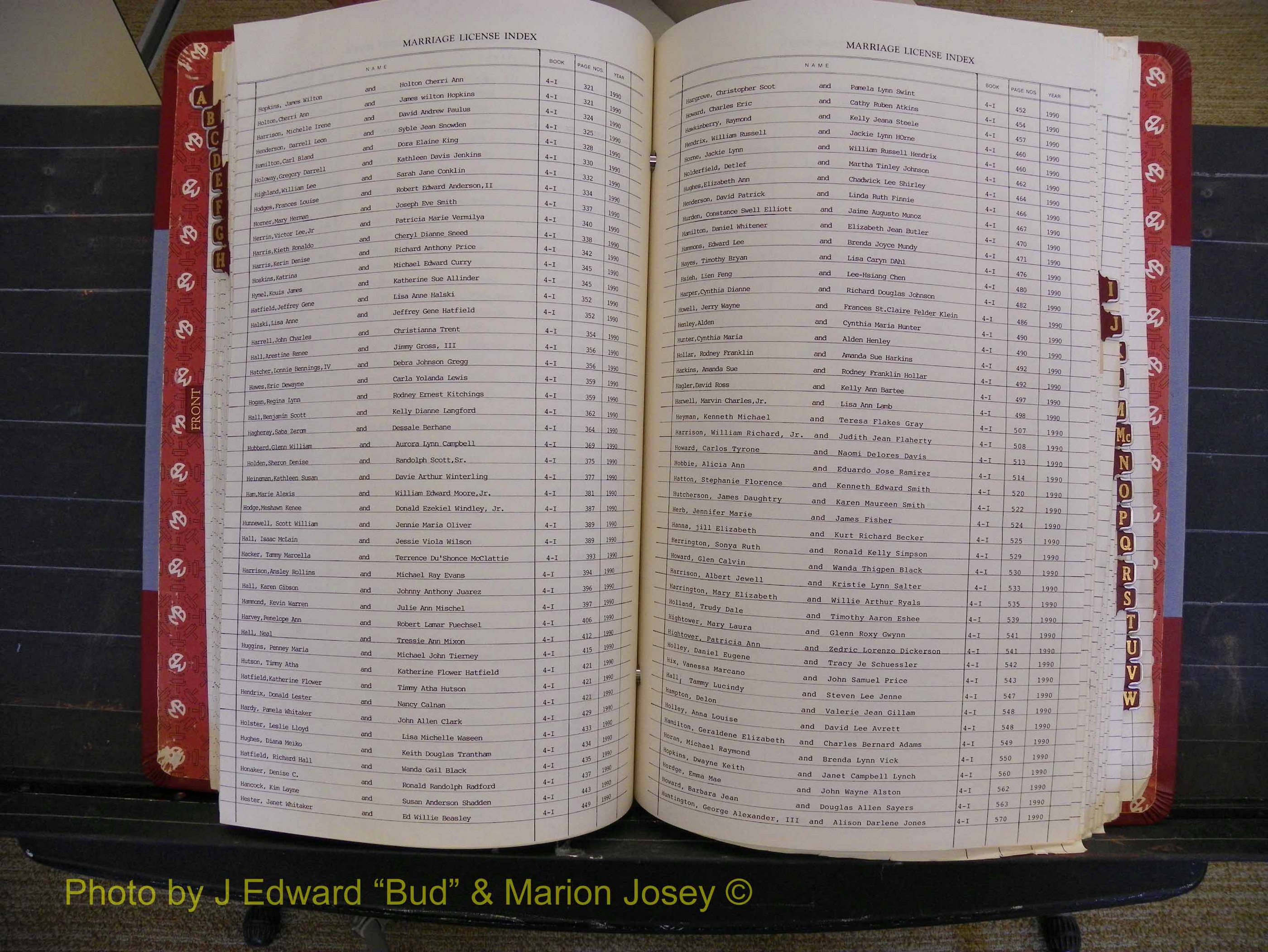 Richmond Marriages 1988-1995, Index H (203).JPG