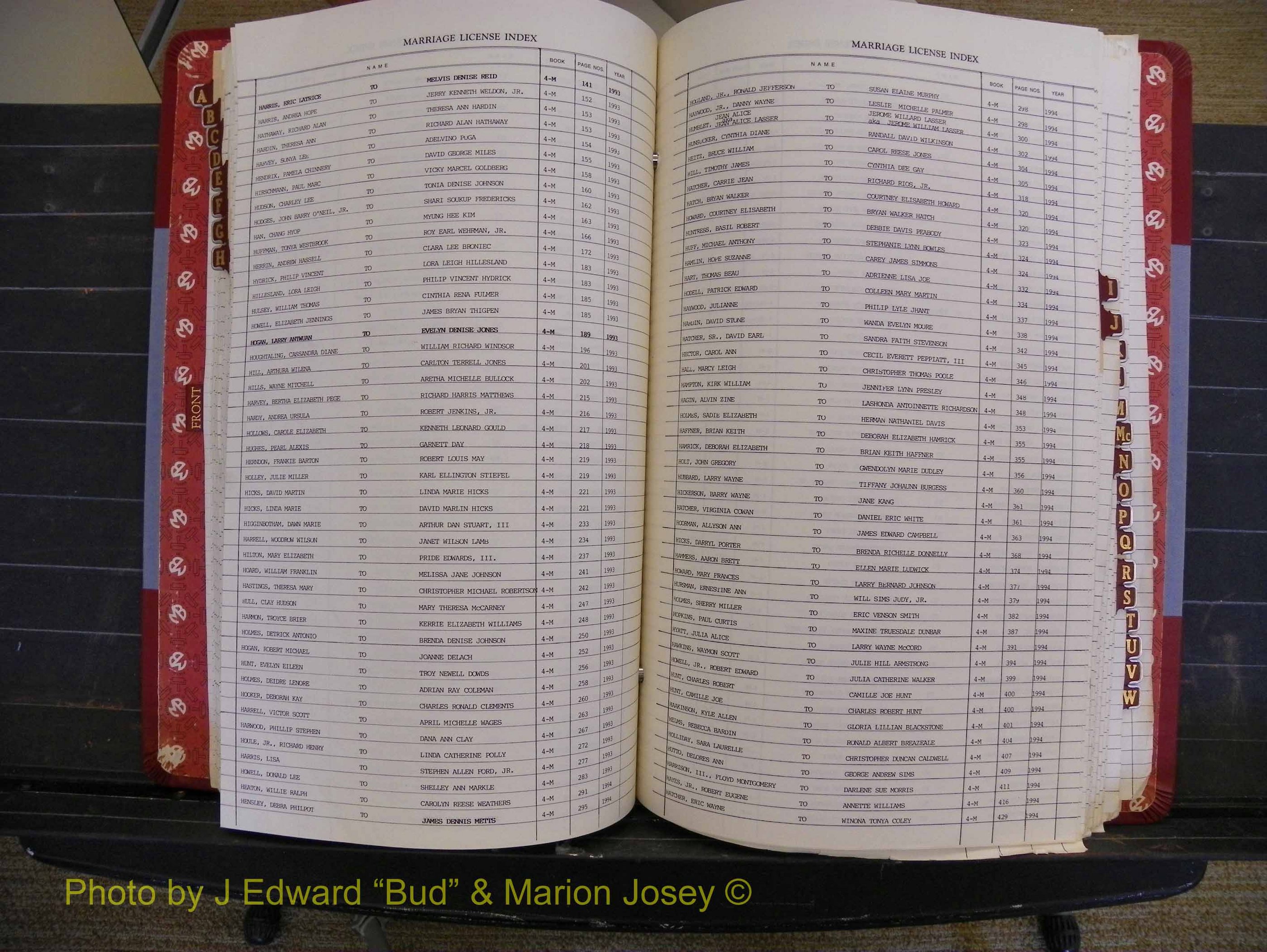 Richmond Marriages 1988-1995, Index H (210).JPG