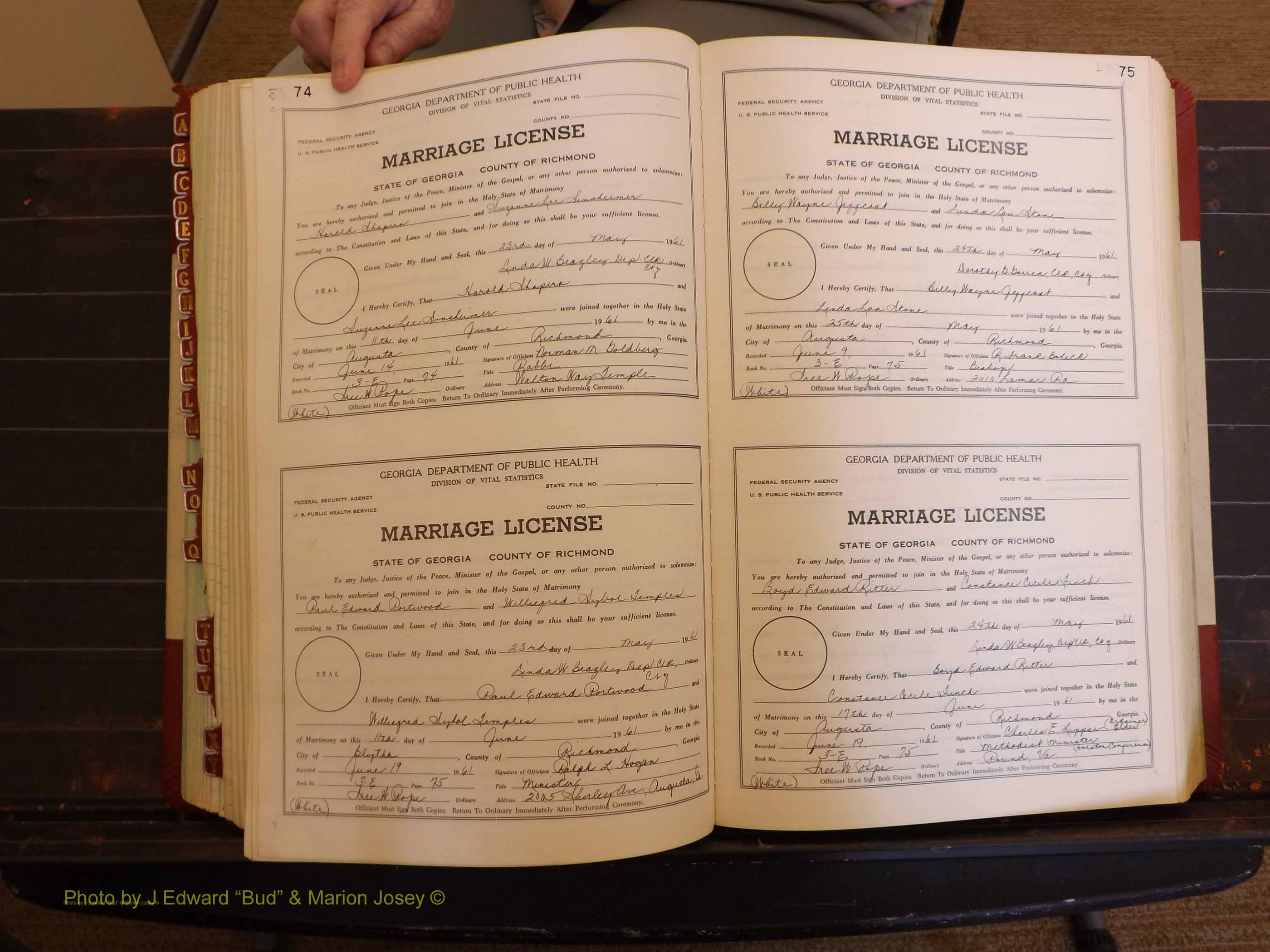 Richmond Marriages, 3E, 1961-1963 P 074-075.JPG