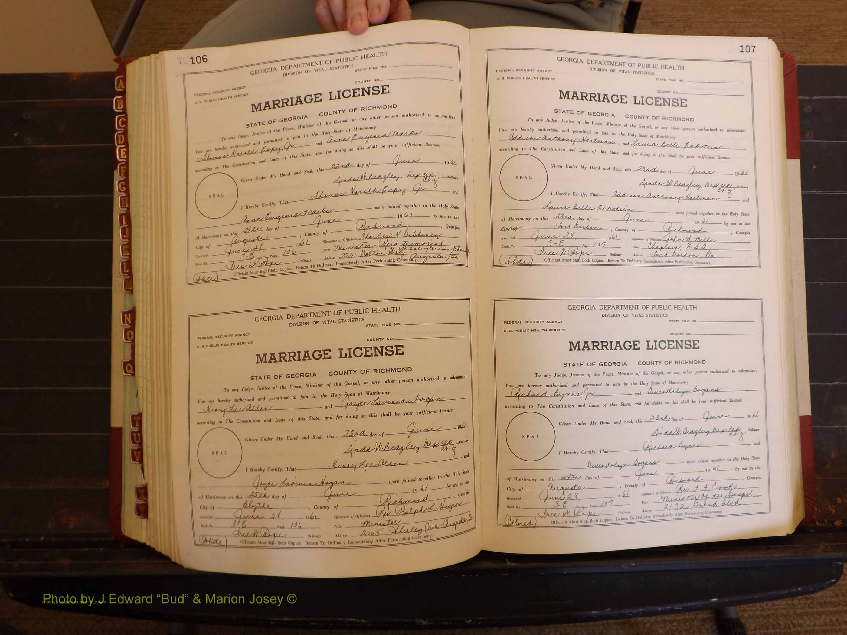 Richmond Marriages, 3E, 1961-1963 P 106-107.JPG