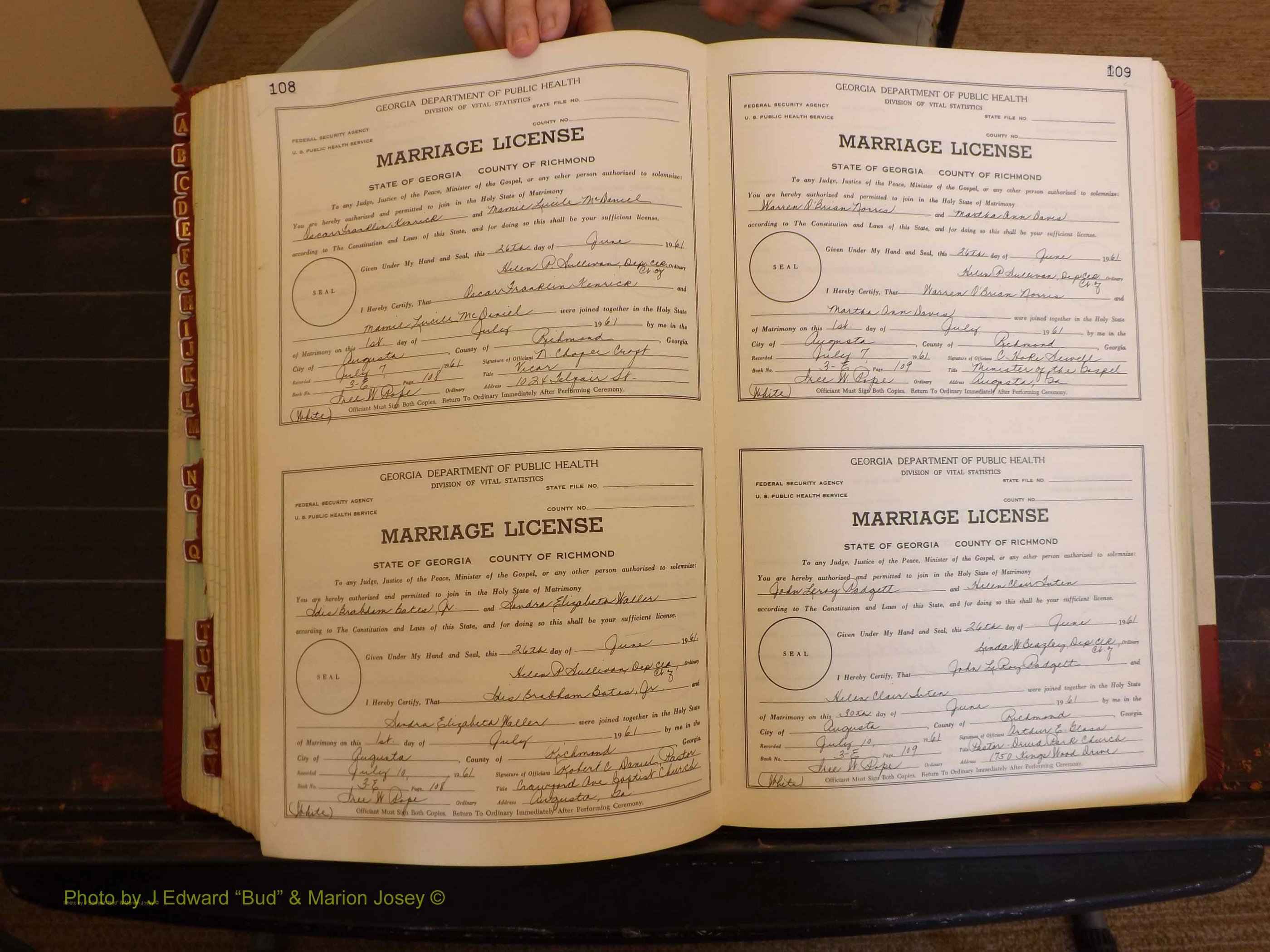 Richmond Marriages, 3E, 1961-1963 P 108-109.JPG