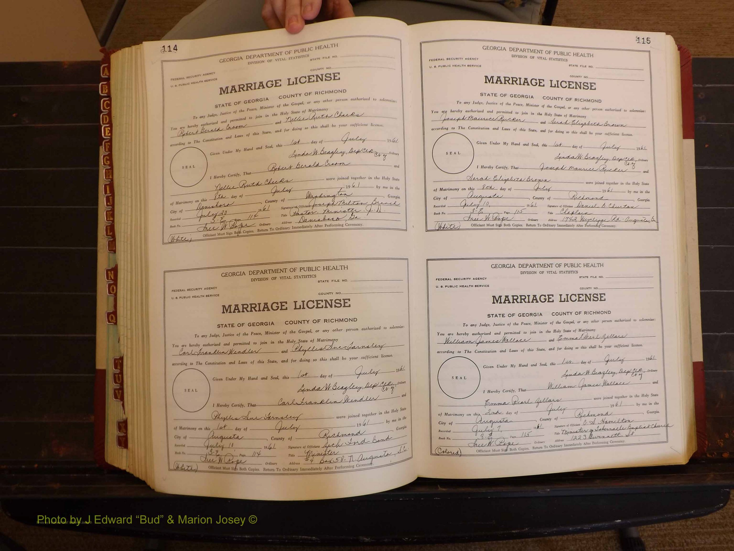 Richmond Marriages, 3E, 1961-1963 P 114-115.JPG
