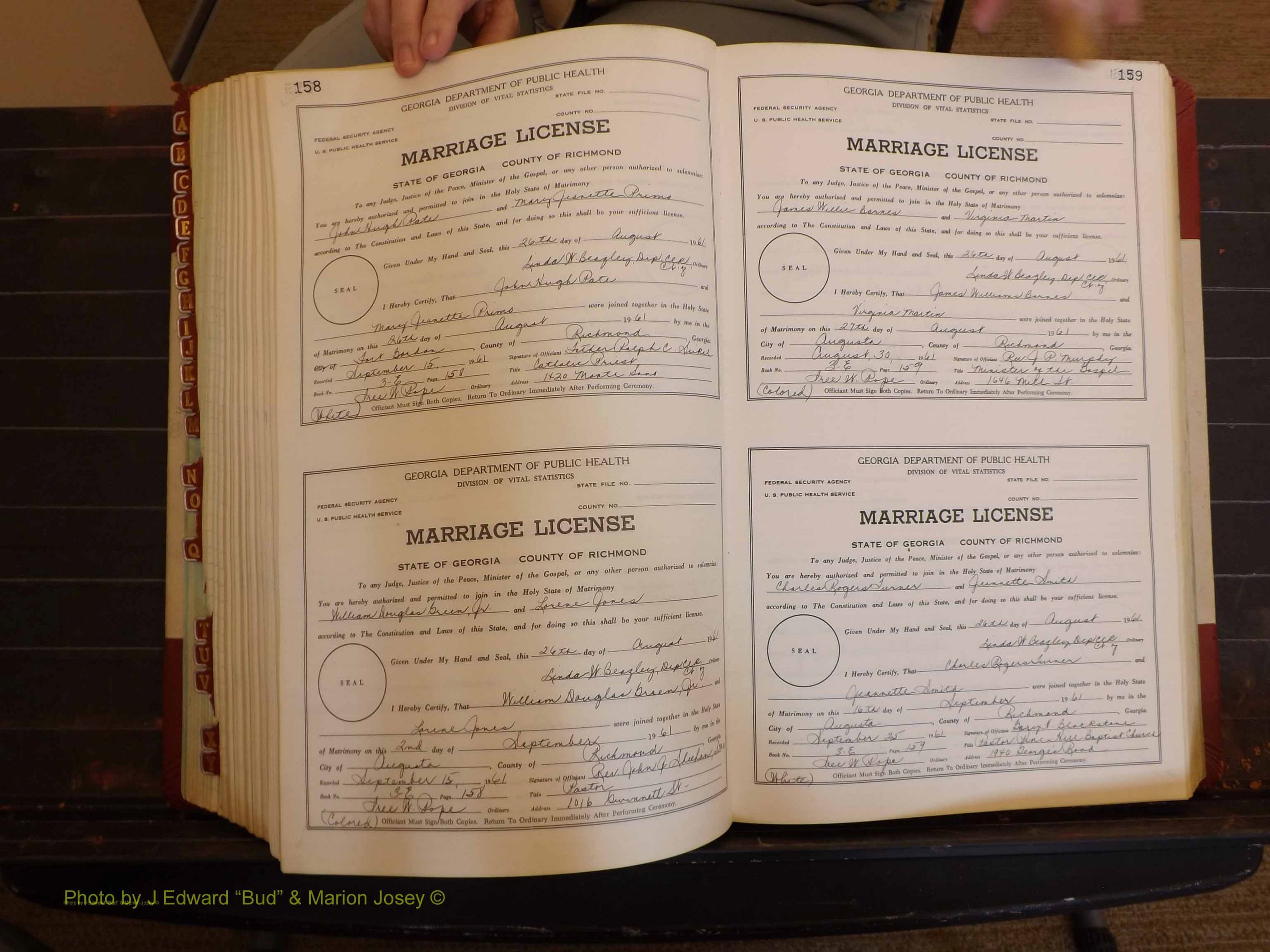 Richmond Marriages, 3E, 1961-1963 P 158-159.JPG