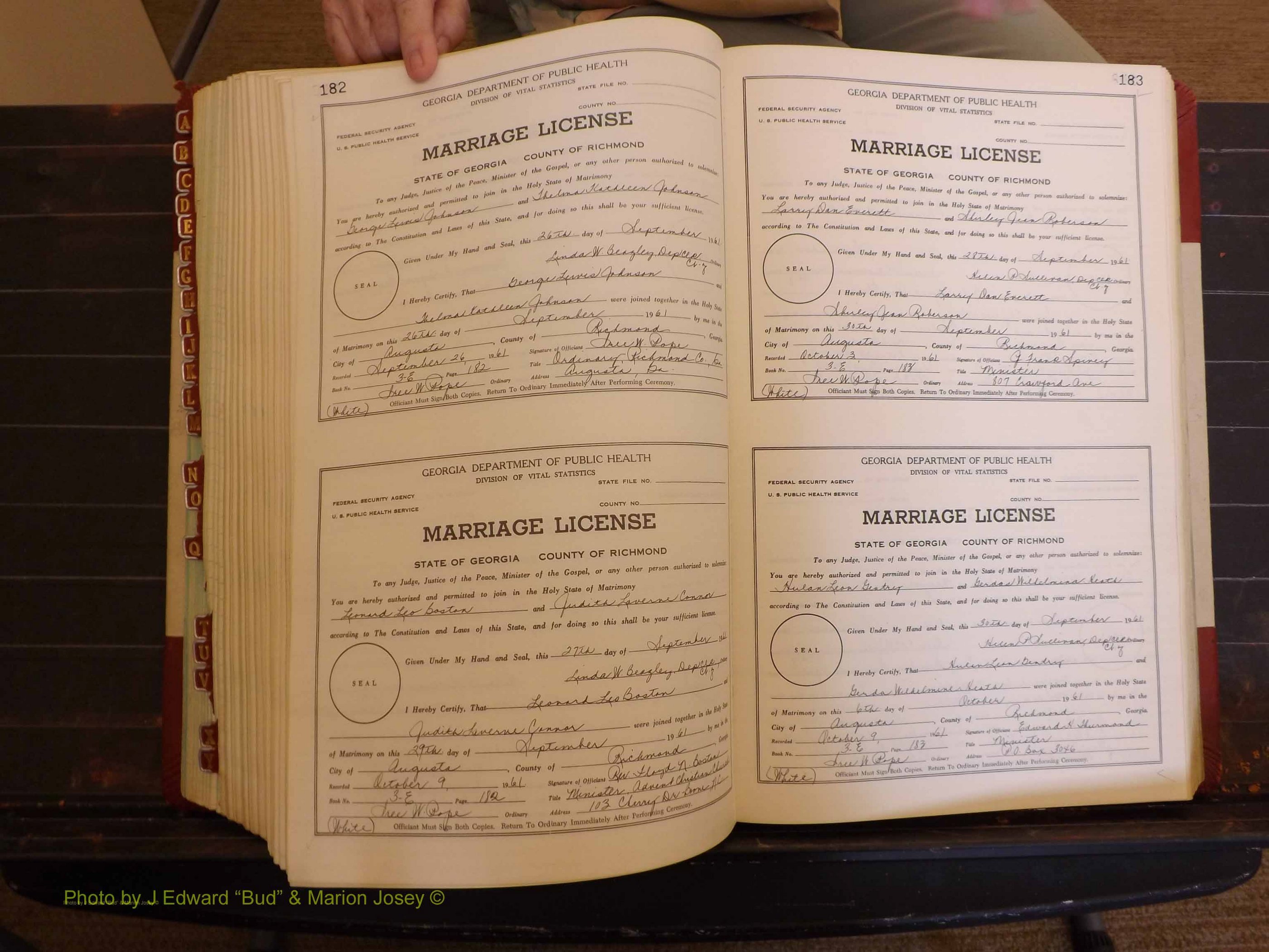 Richmond Marriages, 3E, 1961-1963 P 182-183.JPG