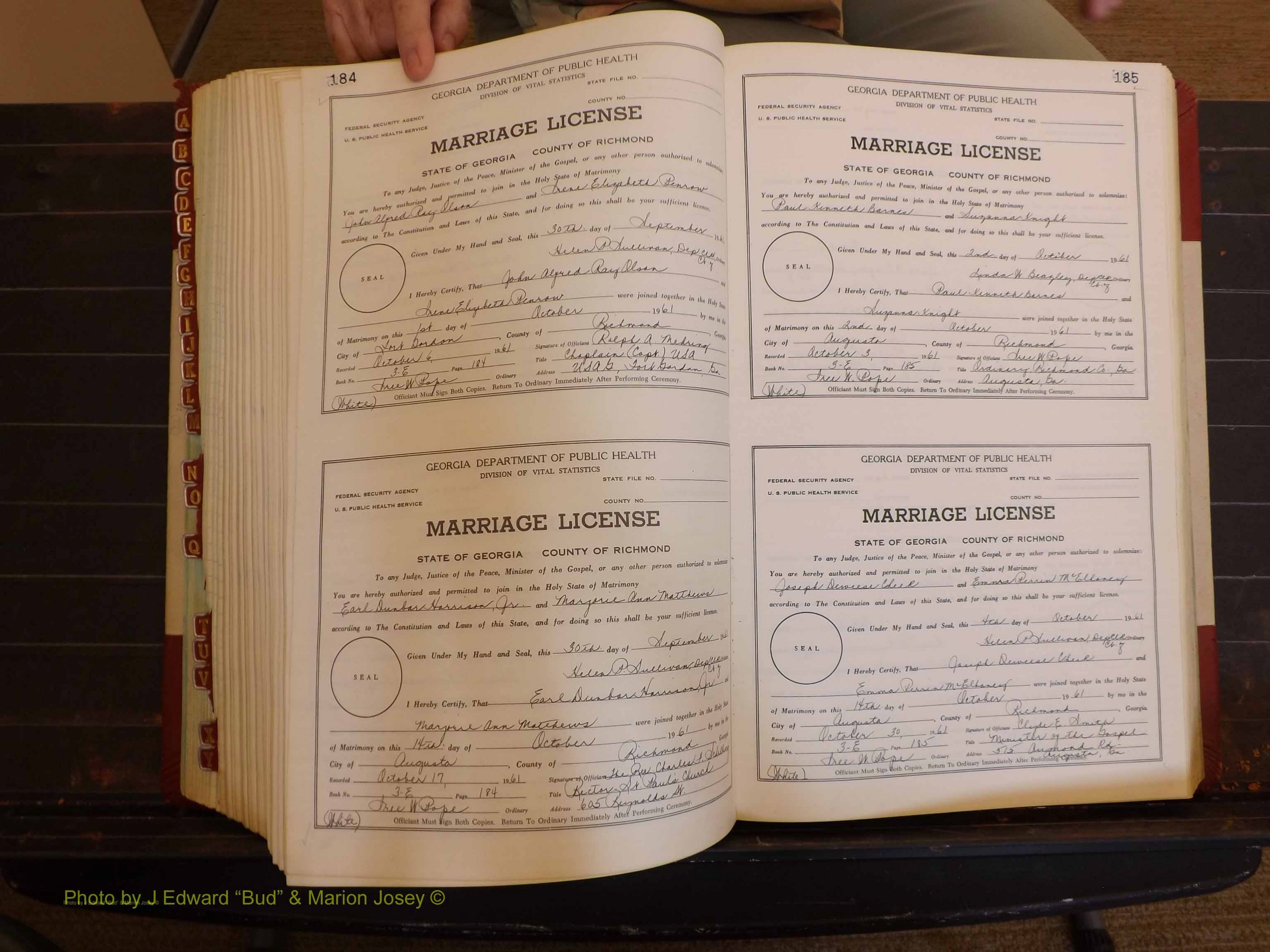 Richmond Marriages, 3E, 1961-1963 P 184-185.JPG