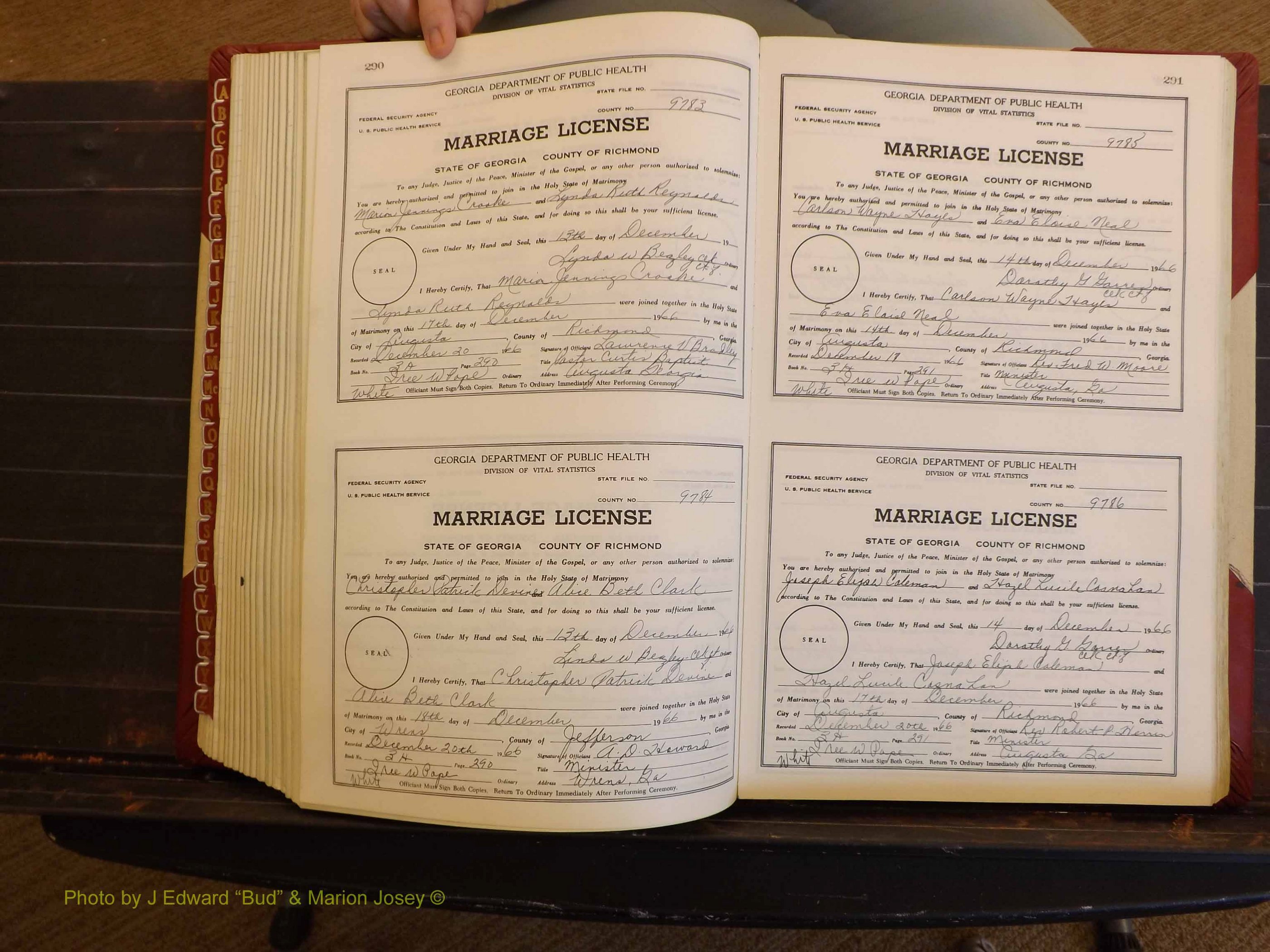 Richmond Marriages, 3H, 1966-1967 P 290-291.JPG