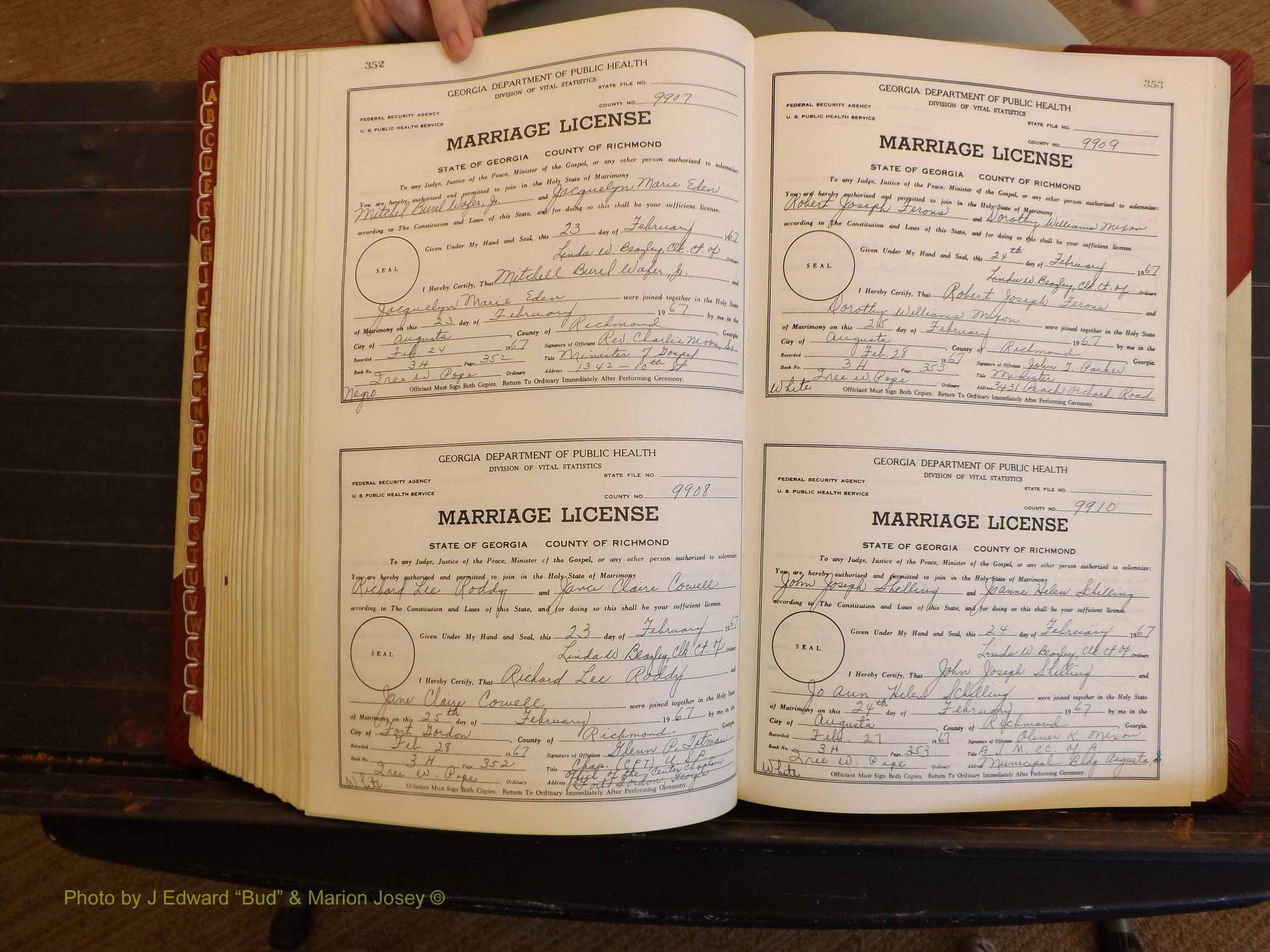 Richmond Marriages, 3H, 1966-1967 P 352-353.JPG