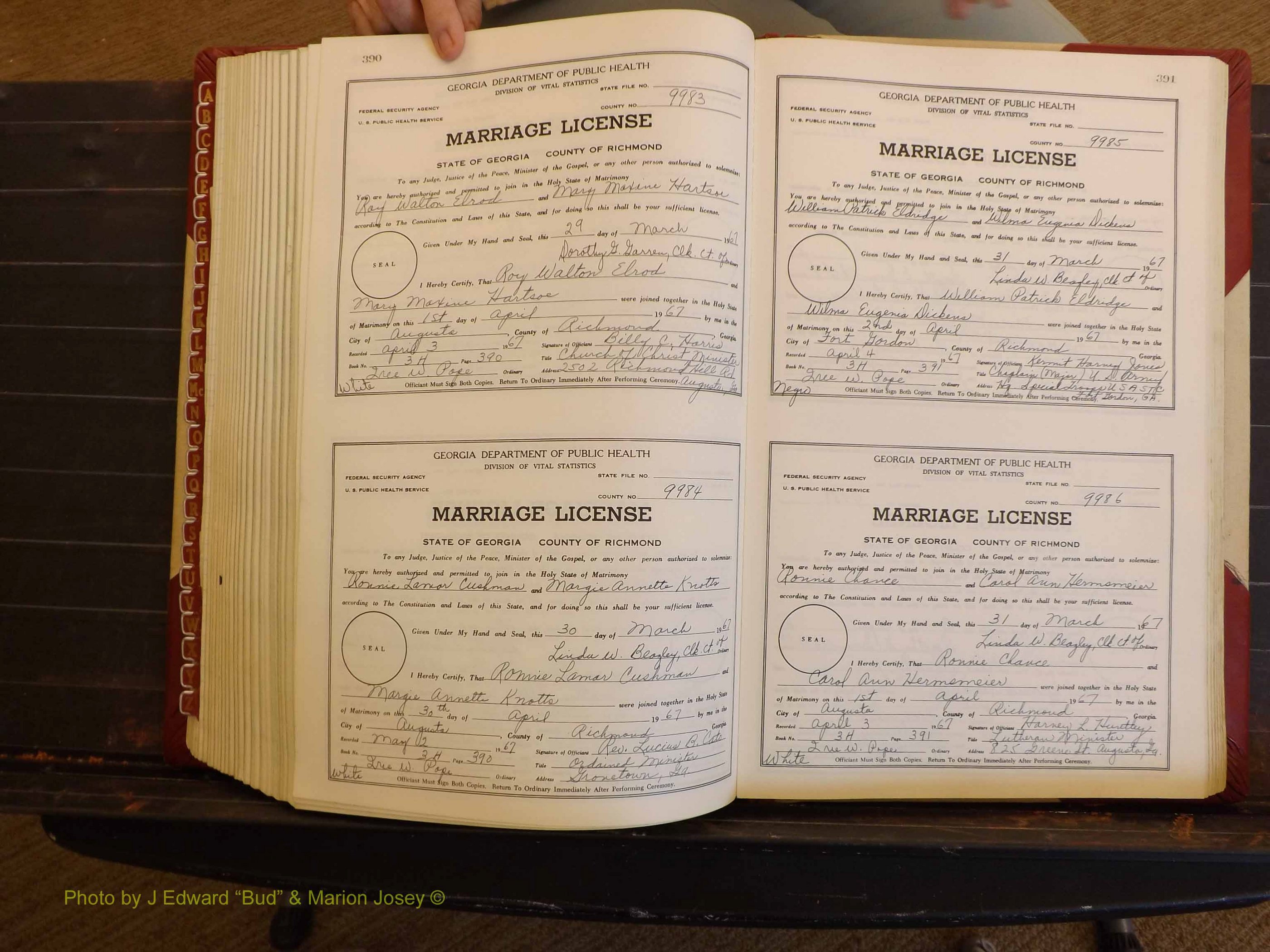 Richmond Marriages, 3H, 1966-1967 P 390-391.JPG