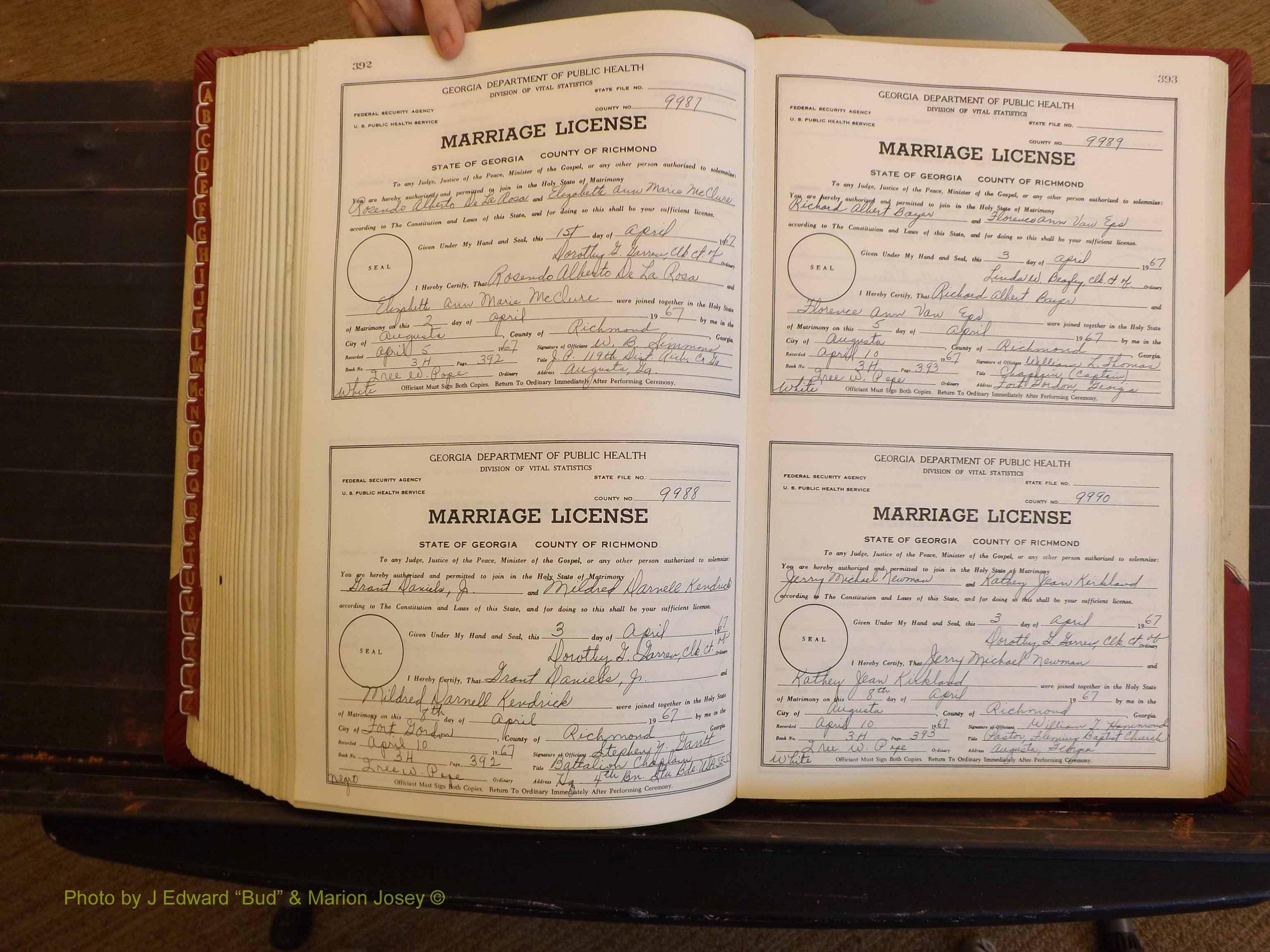 Richmond Marriages, 3H, 1966-1967 P 392-393.JPG