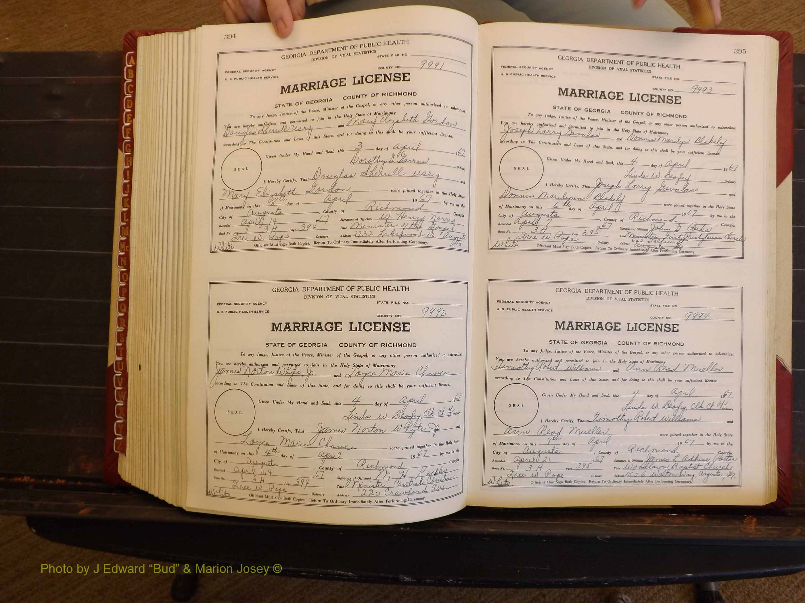 Richmond Marriages, 3H, 1966-1967 P 394-395.JPG