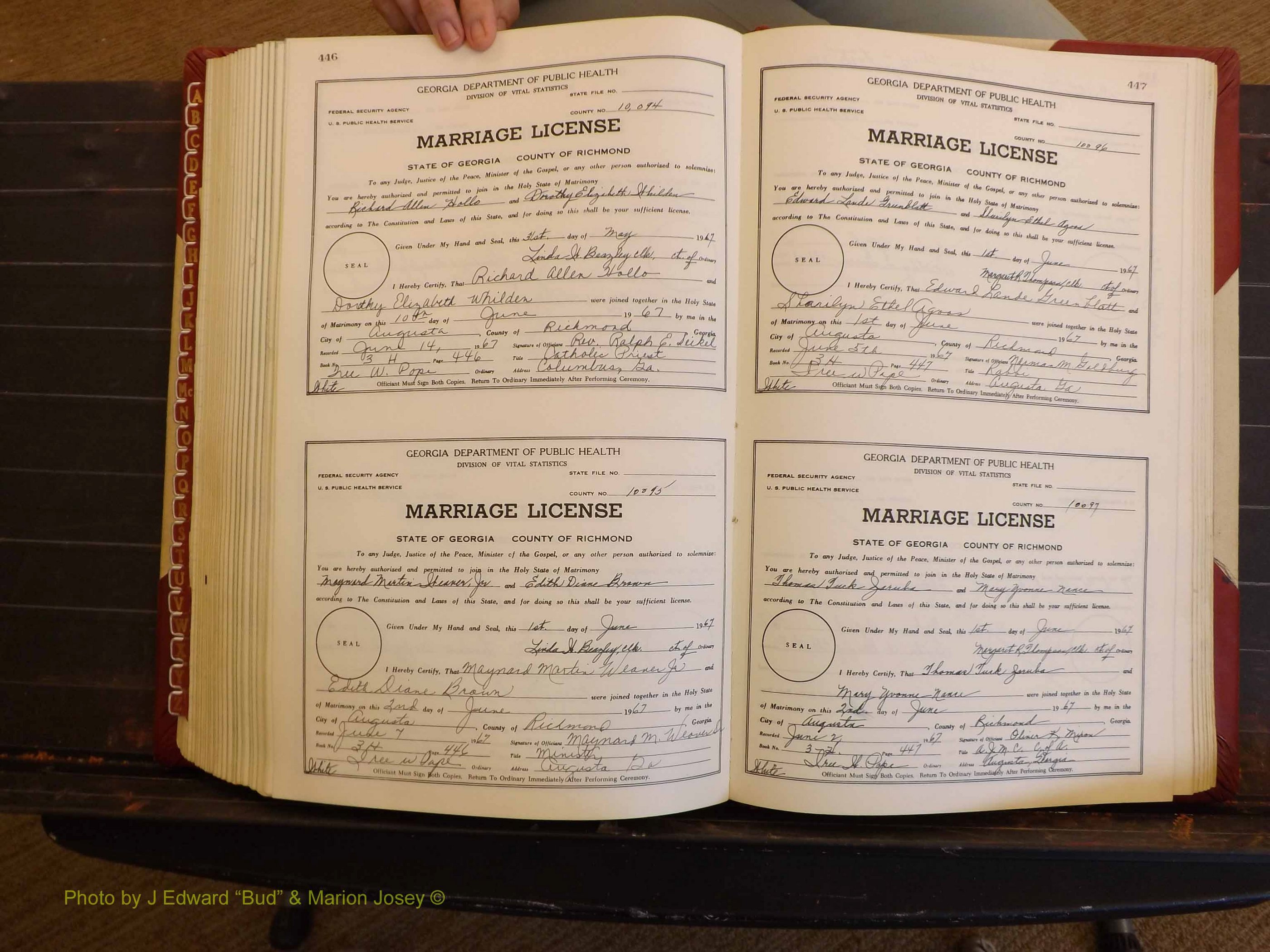 Richmond Marriages, 3H, 1966-1967 P 446-447.JPG