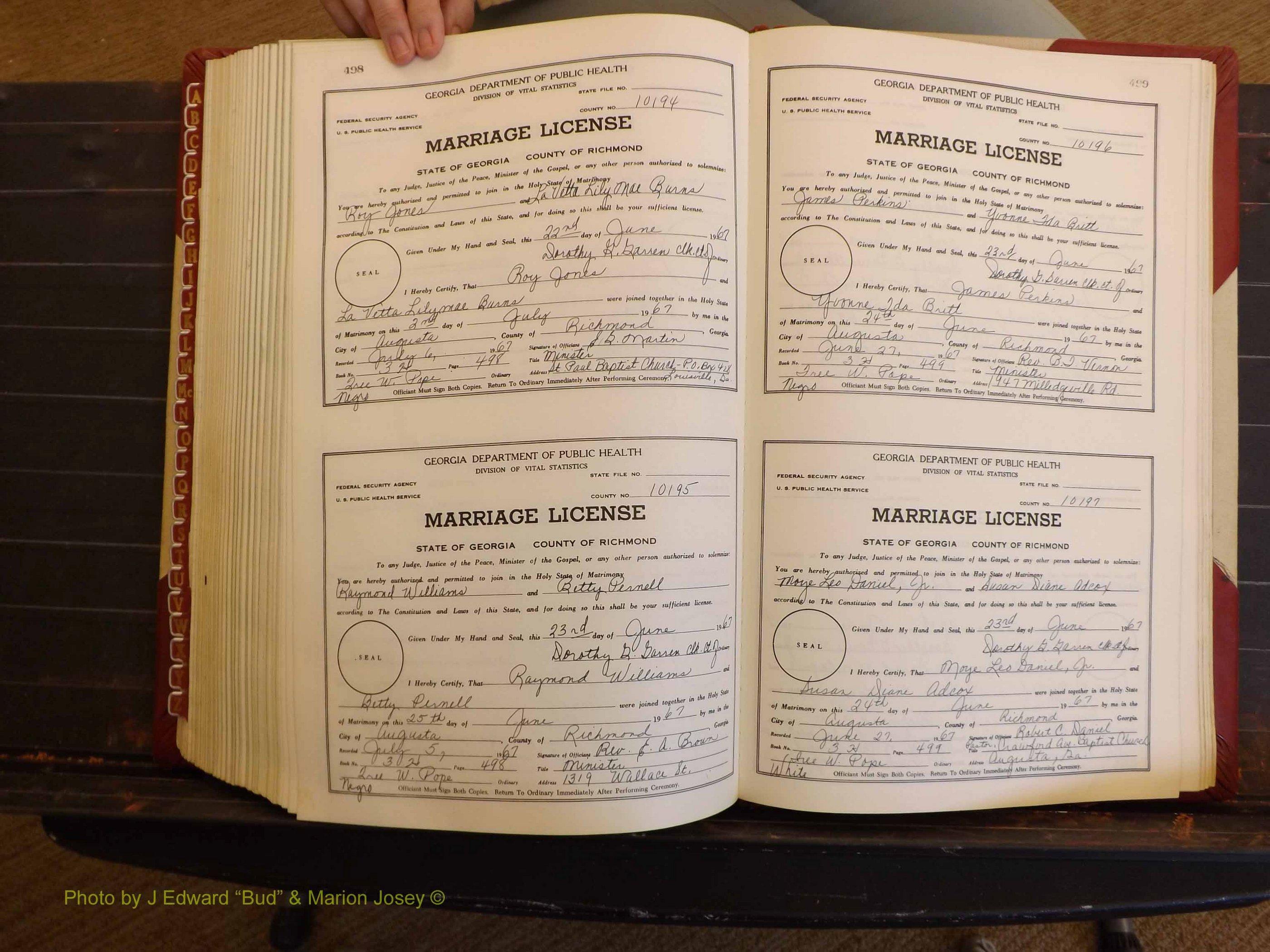 Richmond Marriages, 3H, 1966-1967 P 498-499.JPG