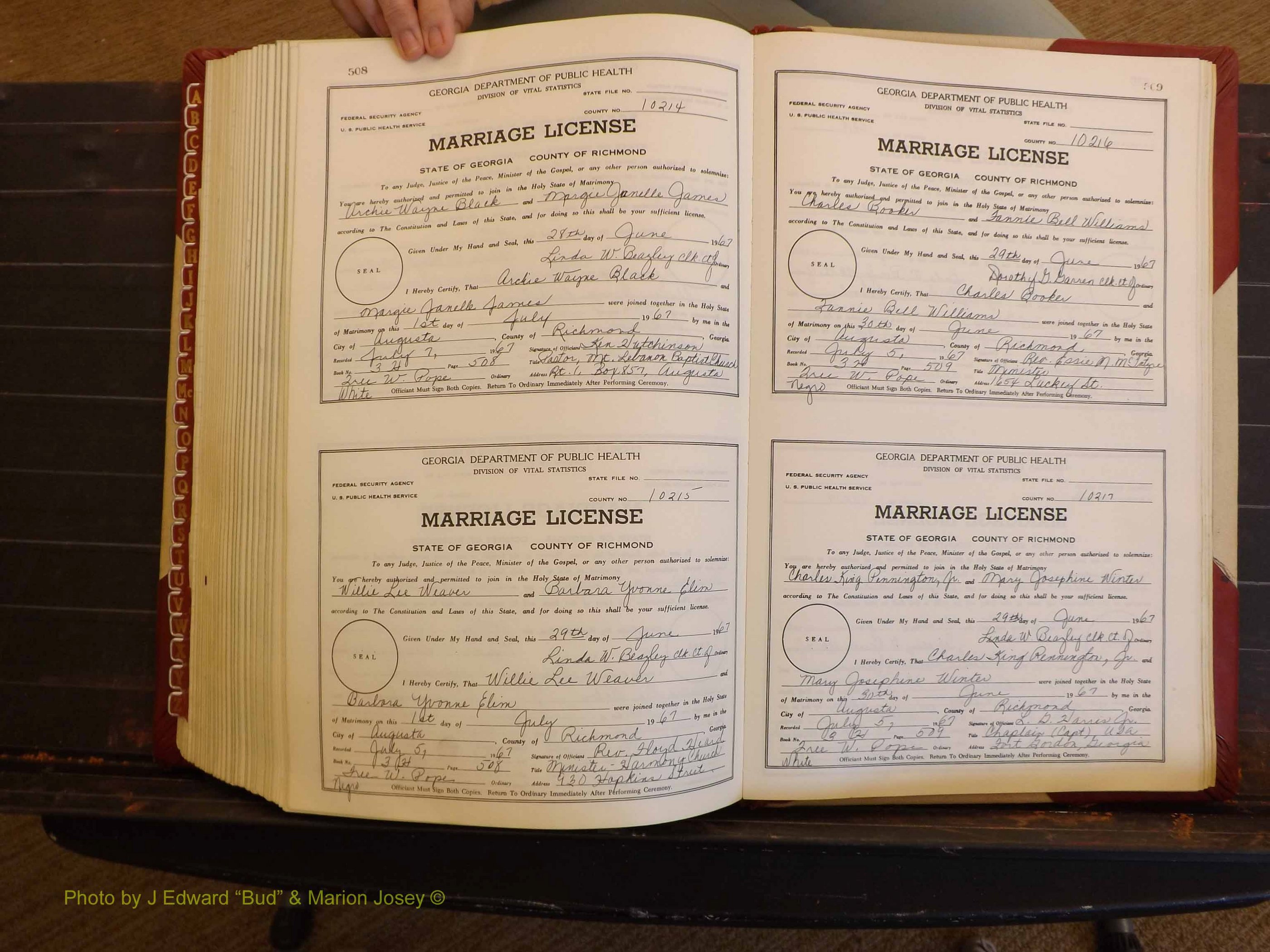 Richmond Marriages, 3H, 1966-1967 P 508-509.JPG