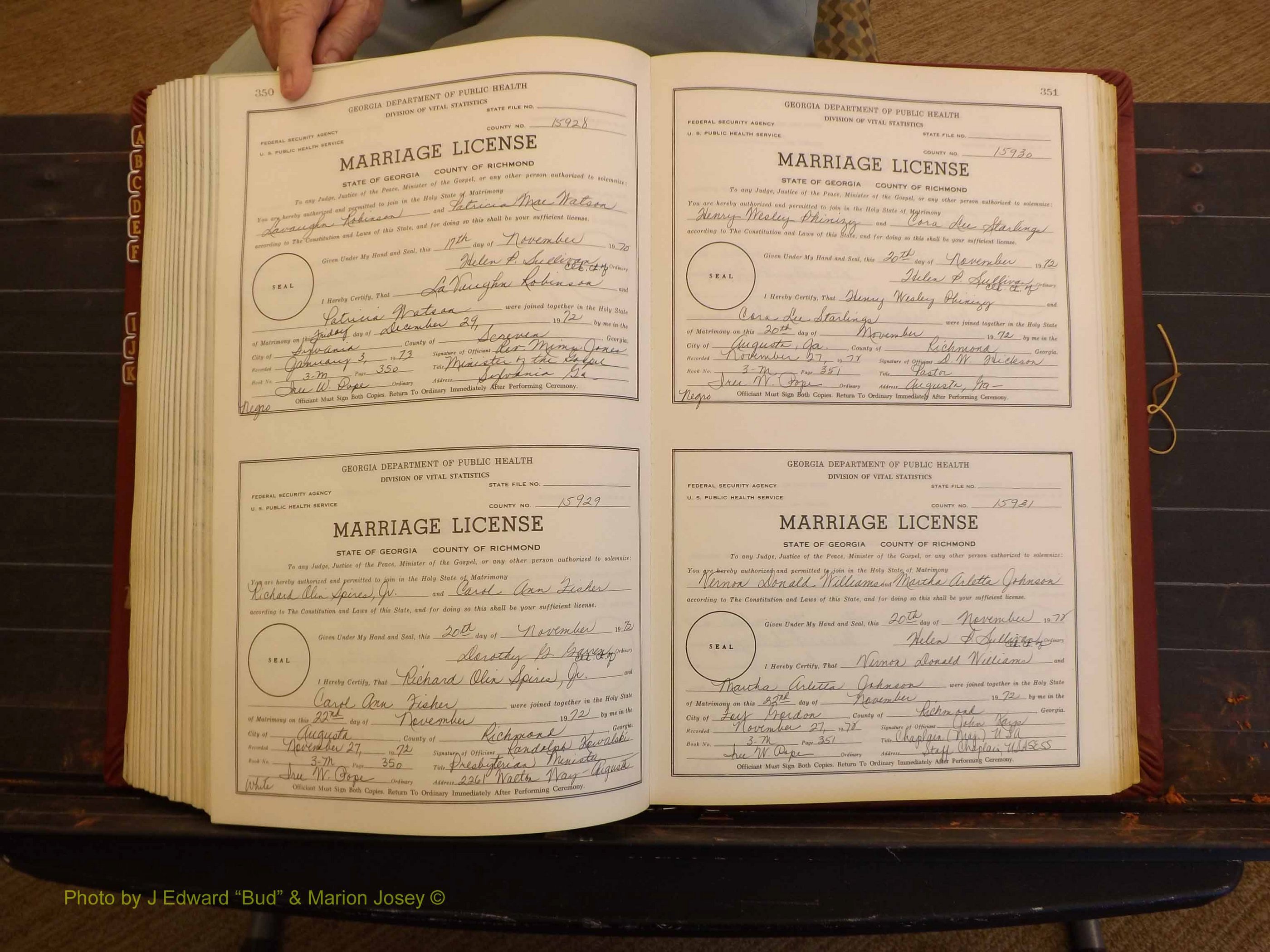 Richmond Marriages, 3M, 1972-1973 P 350-351.JPG