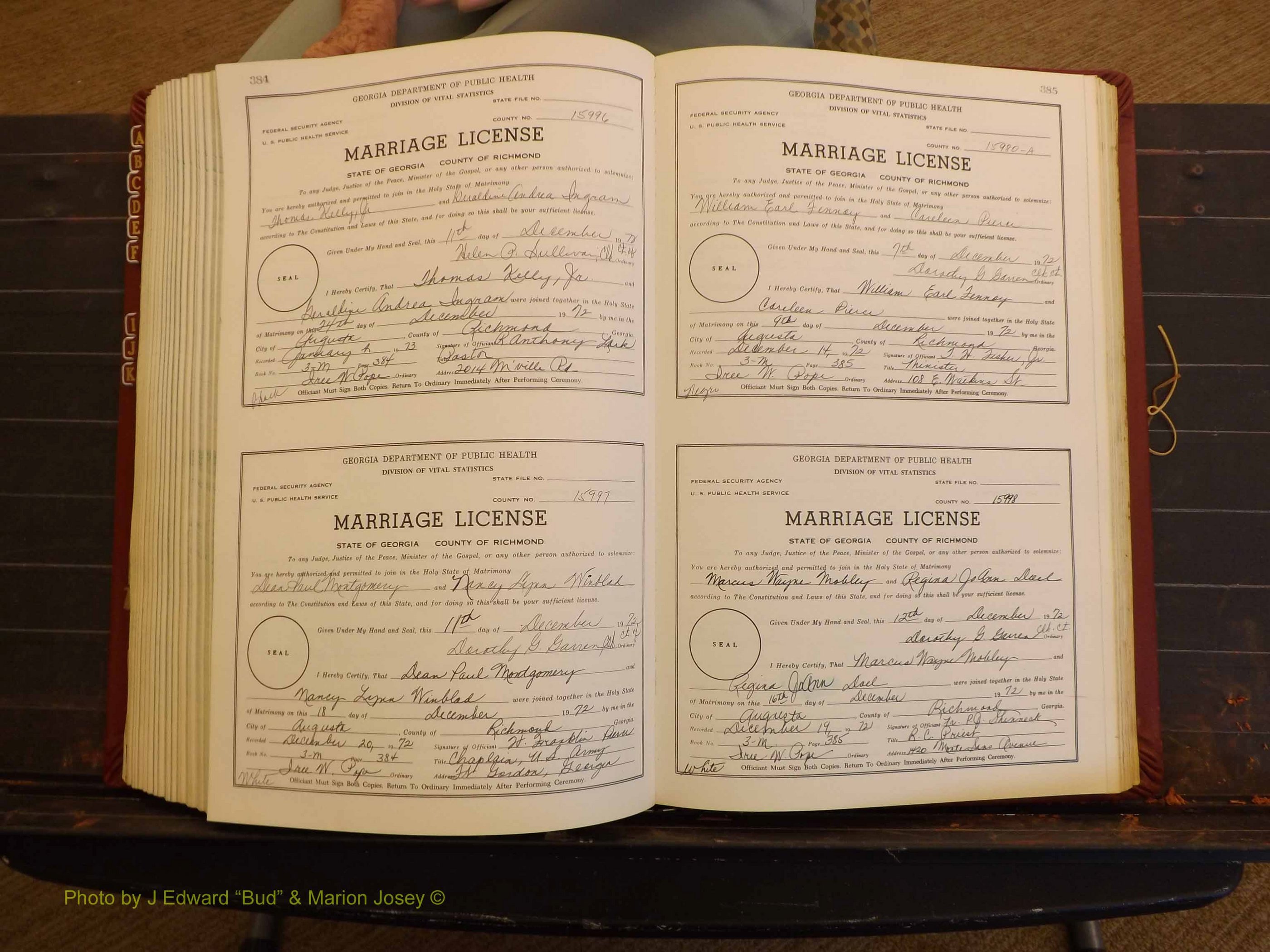 Richmond Marriages, 3M, 1972-1973 P 384-385.JPG