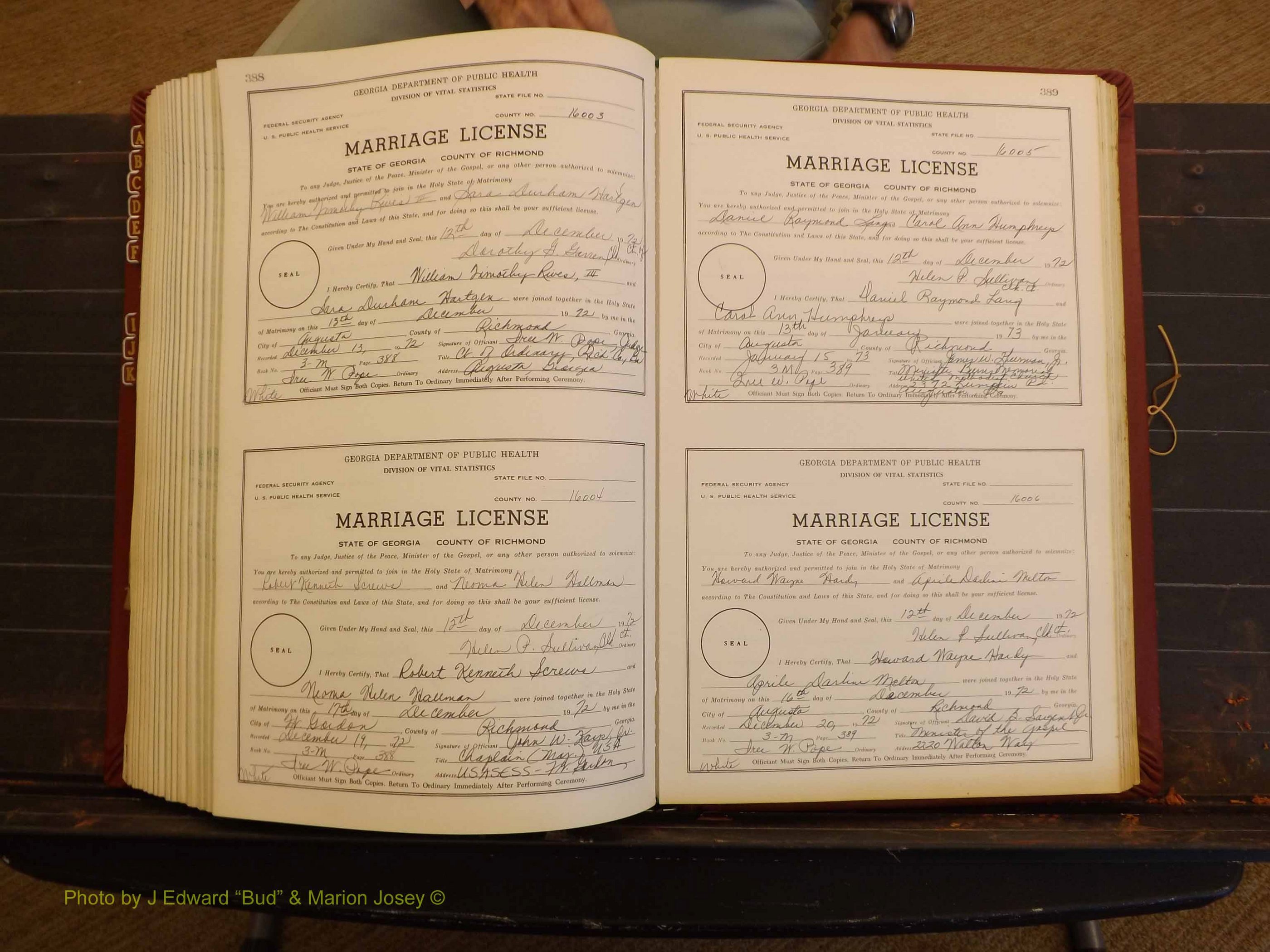 Richmond Marriages, 3M, 1972-1973 P 388-389.JPG