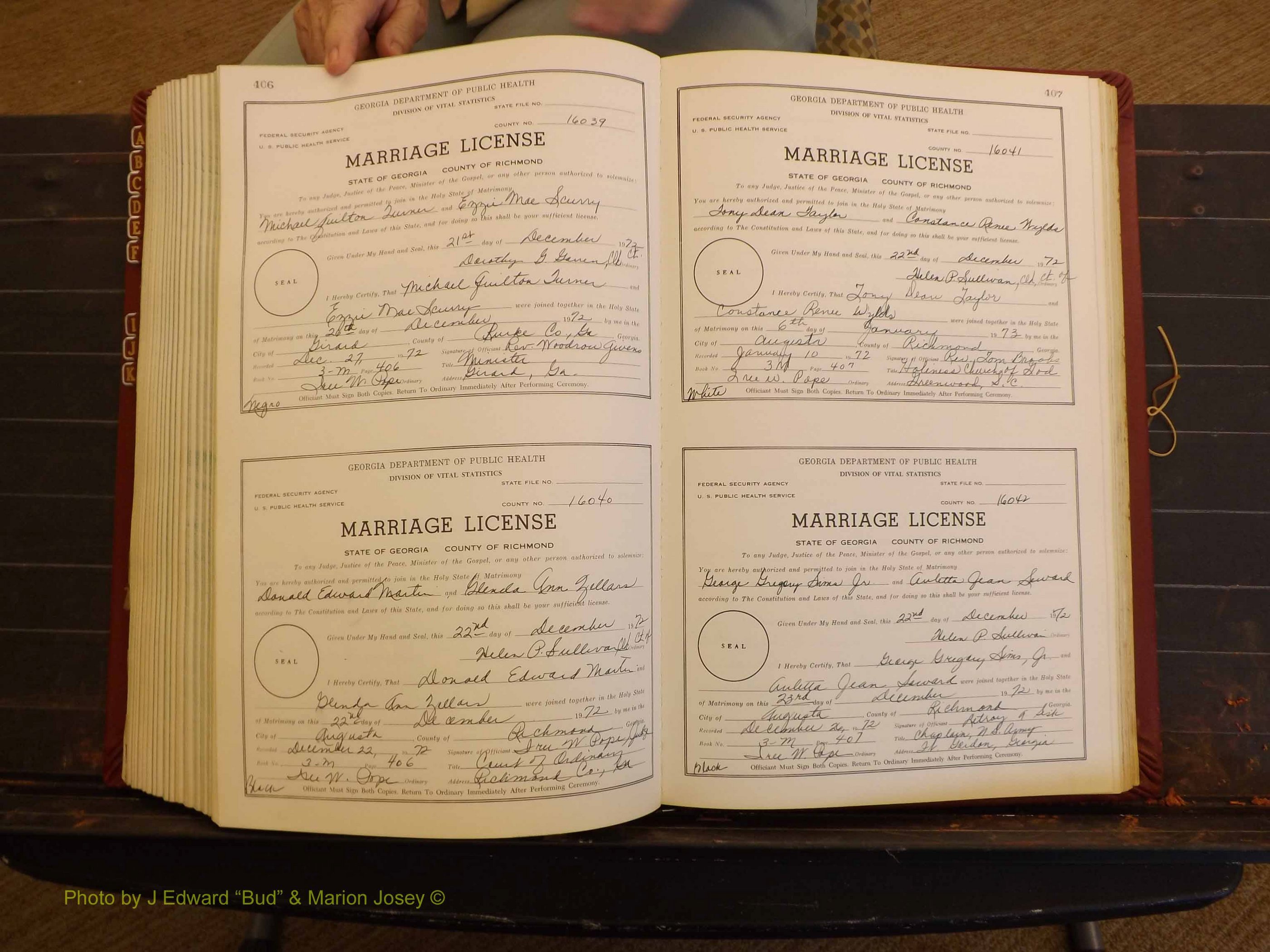 Richmond Marriages, 3M, 1972-1973 P 406-407.JPG
