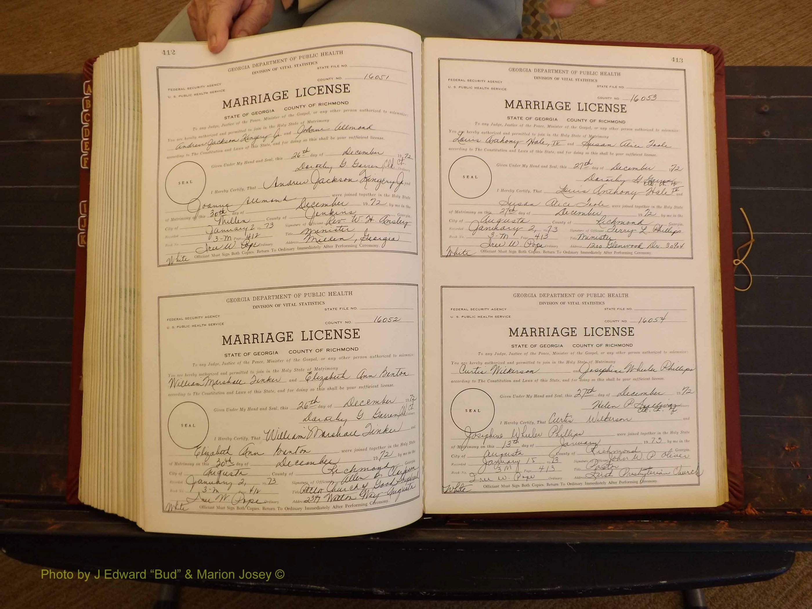 Richmond Marriages, 3M, 1972-1973 P 412-413.JPG