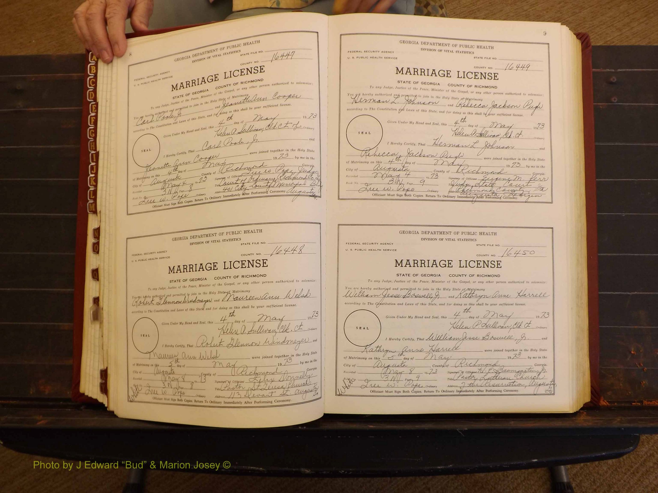Richmond Marriages, 3N, 1973-1974 P 008-009.JPG