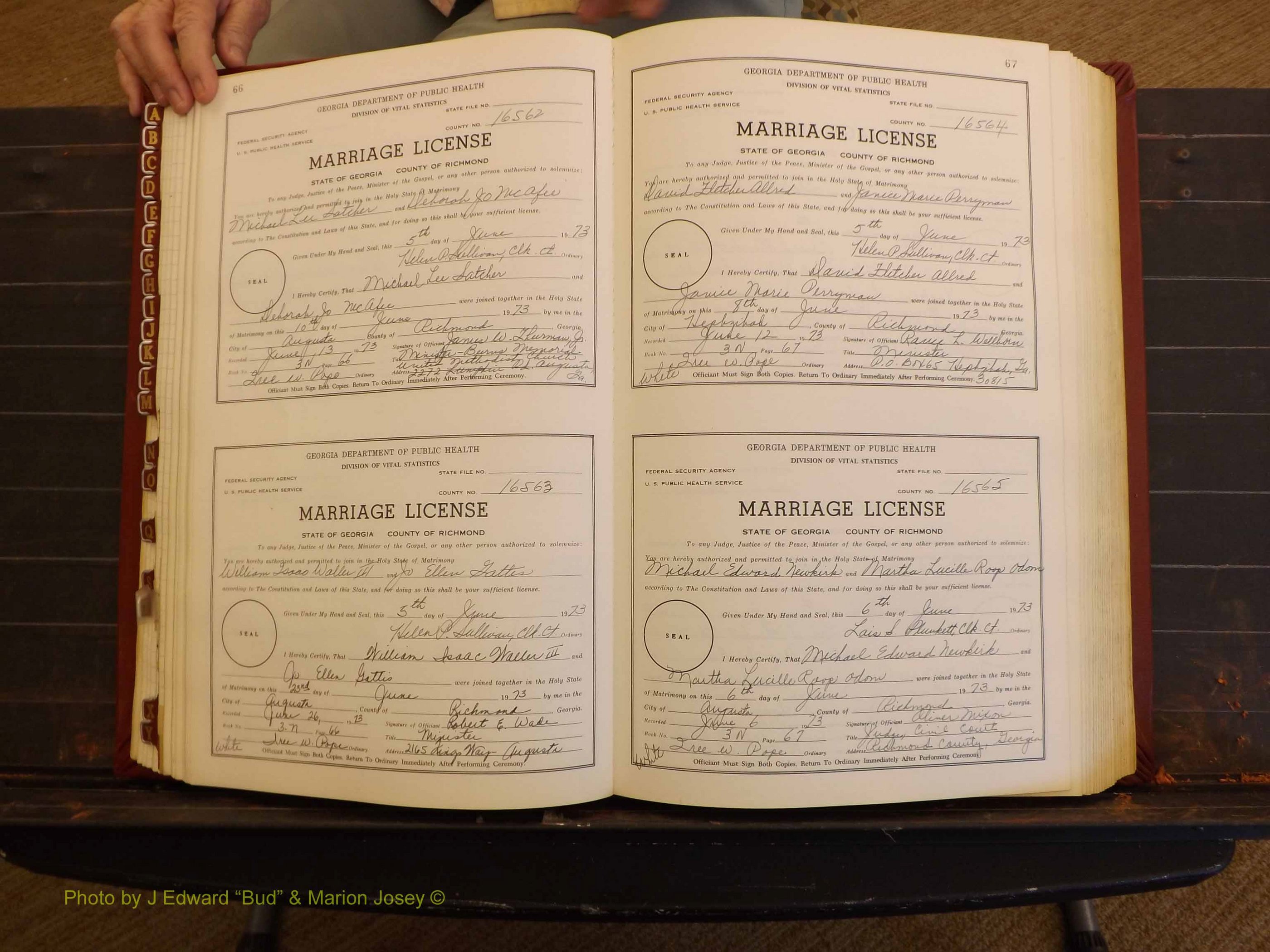 Richmond Marriages, 3N, 1973-1974 P 066-067.JPG