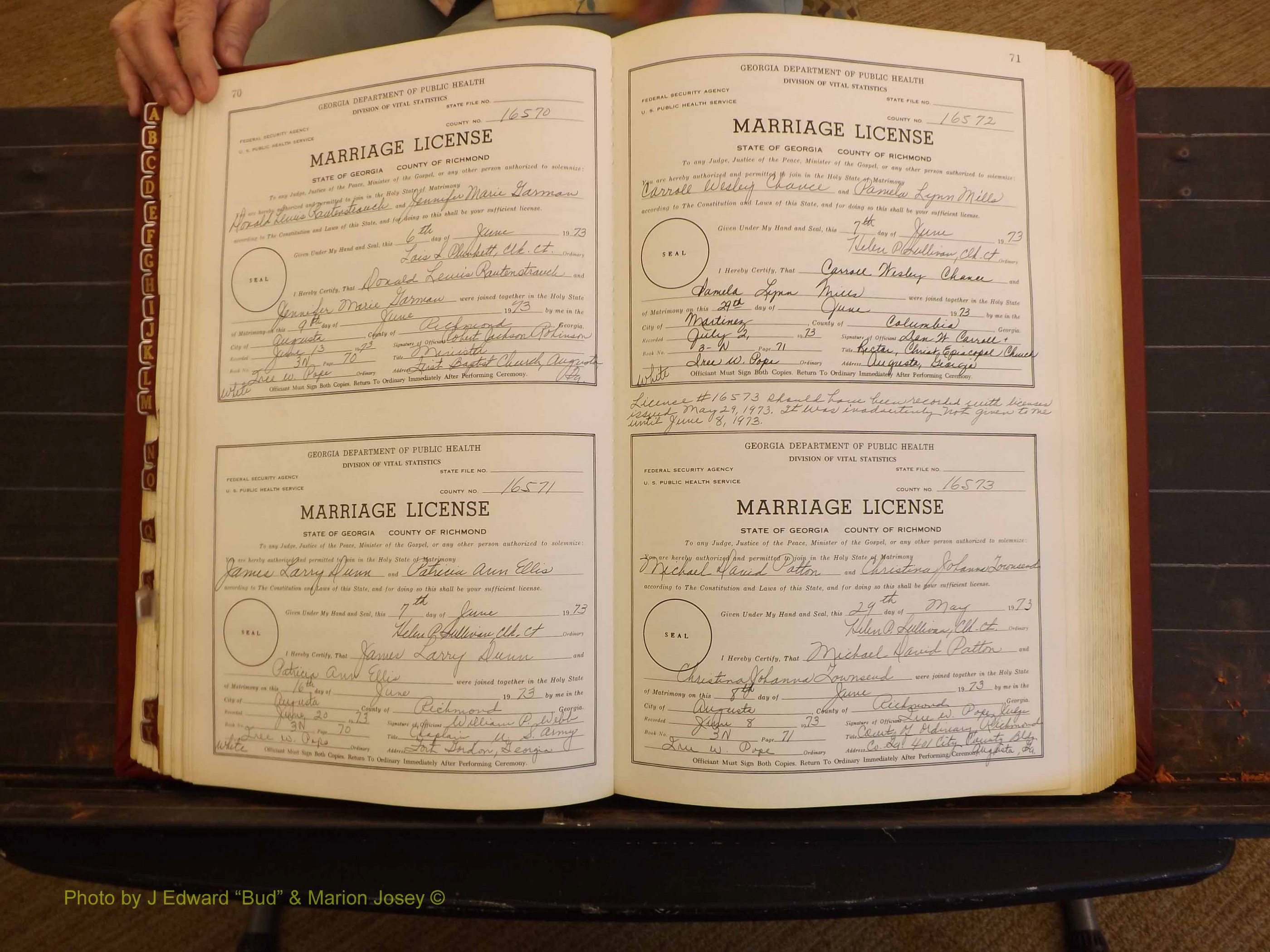 Richmond Marriages, 3N, 1973-1974 P 070-071.JPG