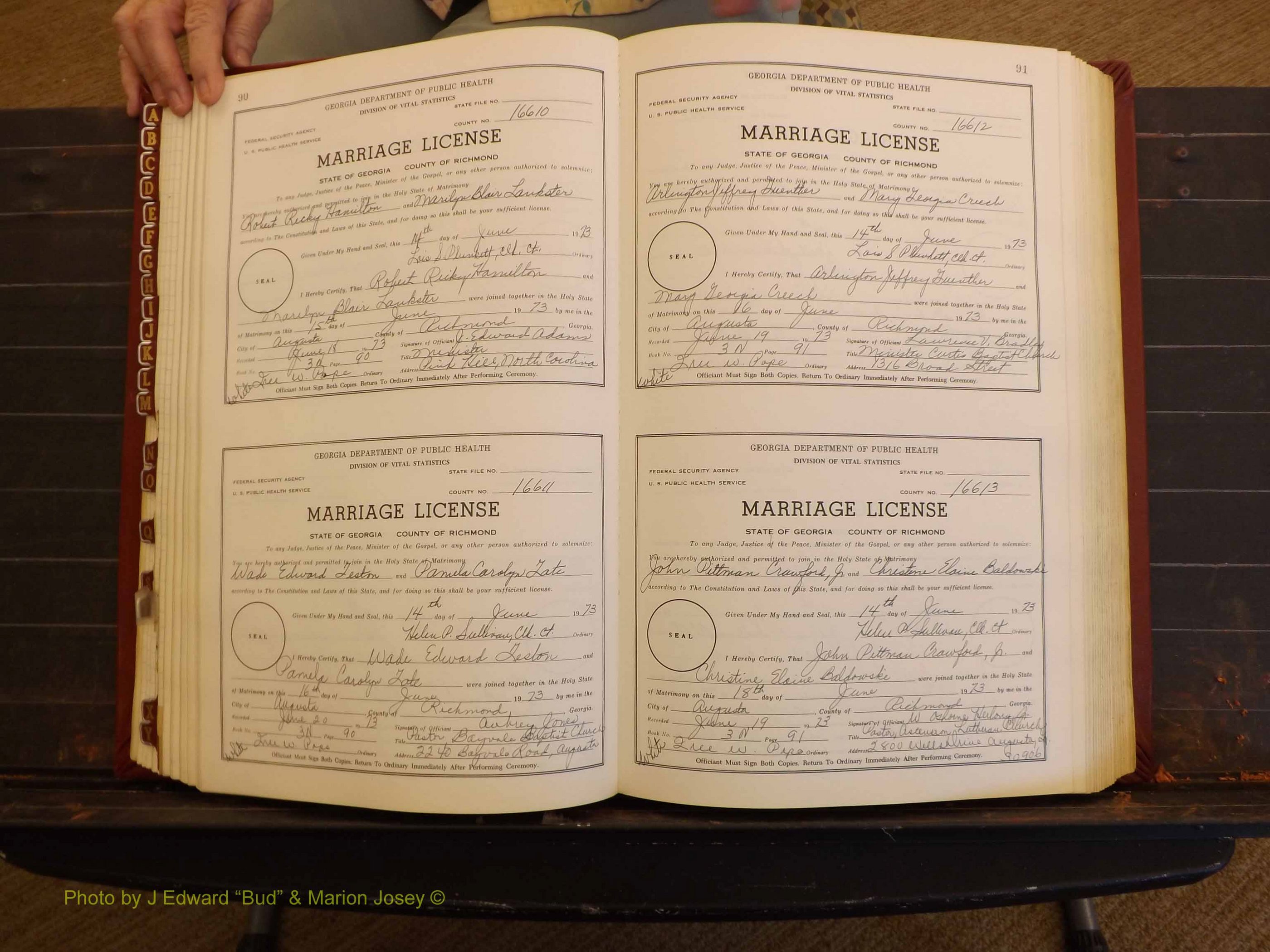 Richmond Marriages, 3N, 1973-1974 P 090-091.JPG