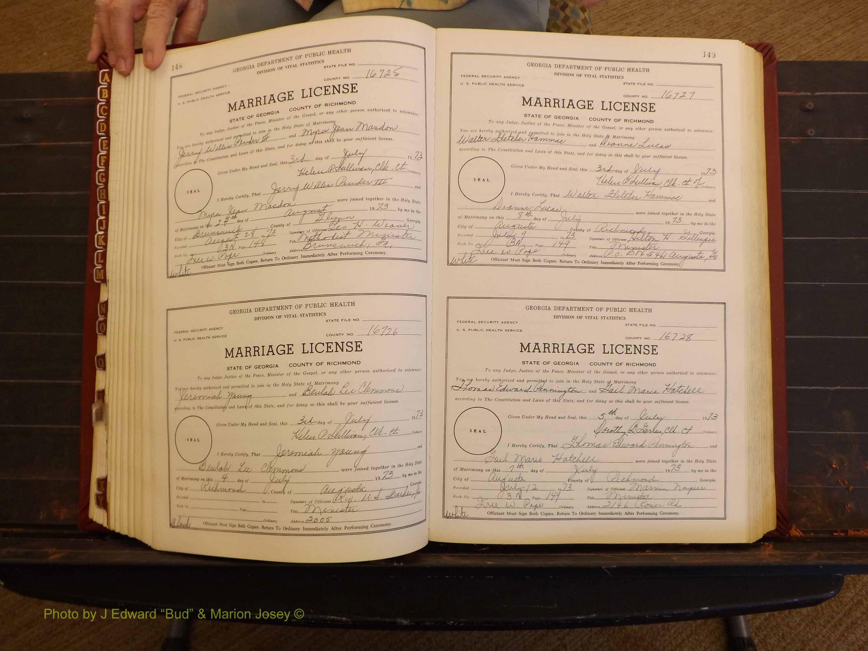 Richmond Marriages, 3N, 1973-1974 P 148-149.JPG