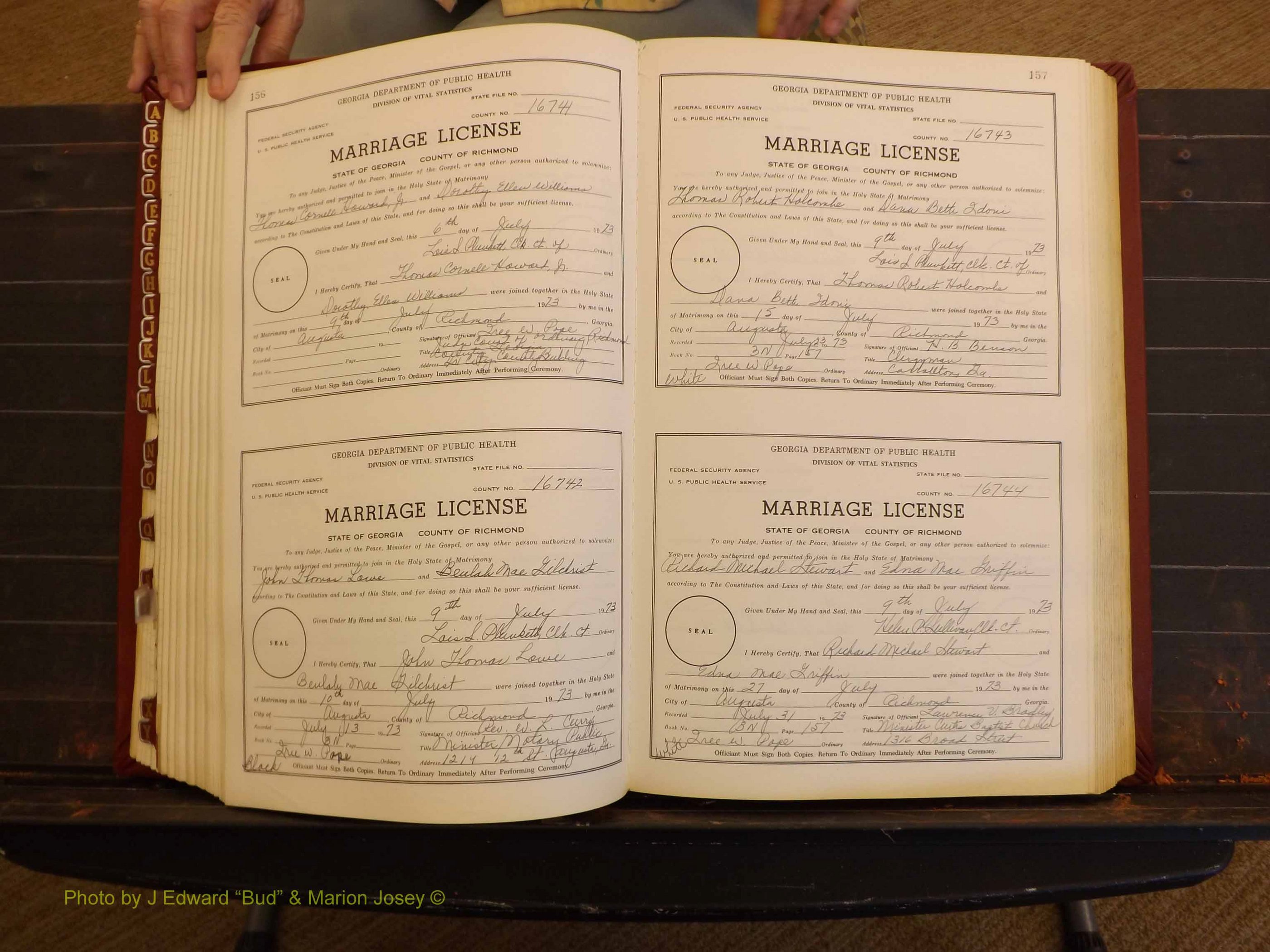 Richmond Marriages, 3N, 1973-1974 P 156-157.JPG