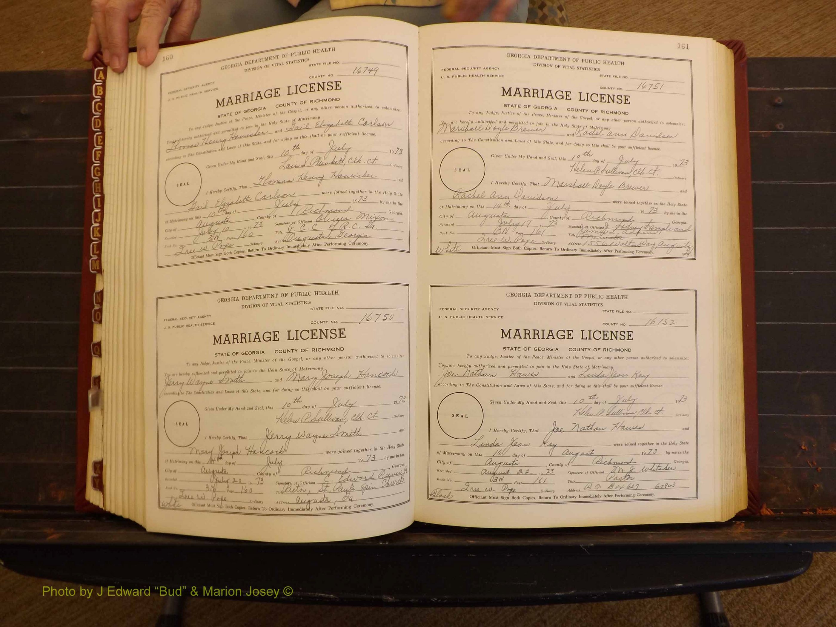 Richmond Marriages, 3N, 1973-1974 P 160-161.JPG