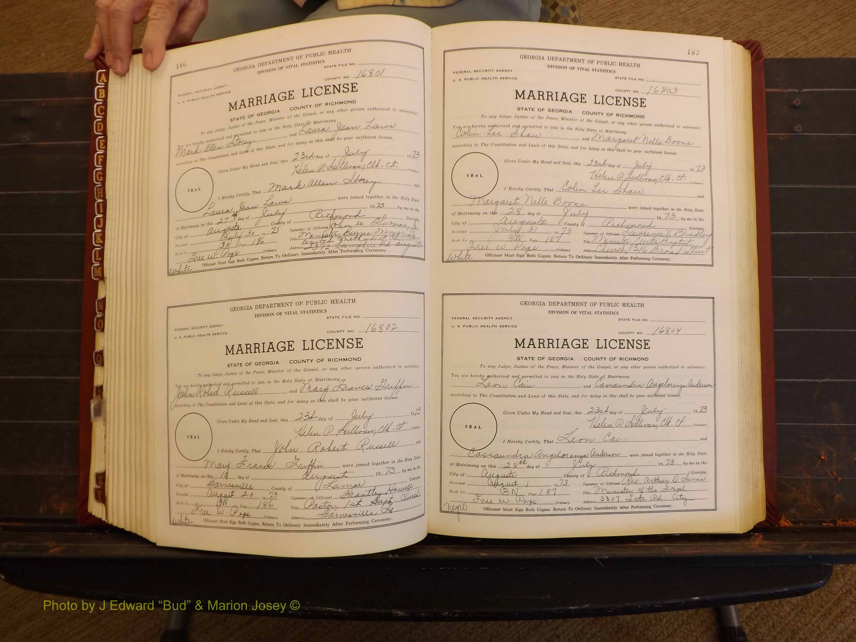 Richmond Marriages, 3N, 1973-1974 P 186-187.JPG