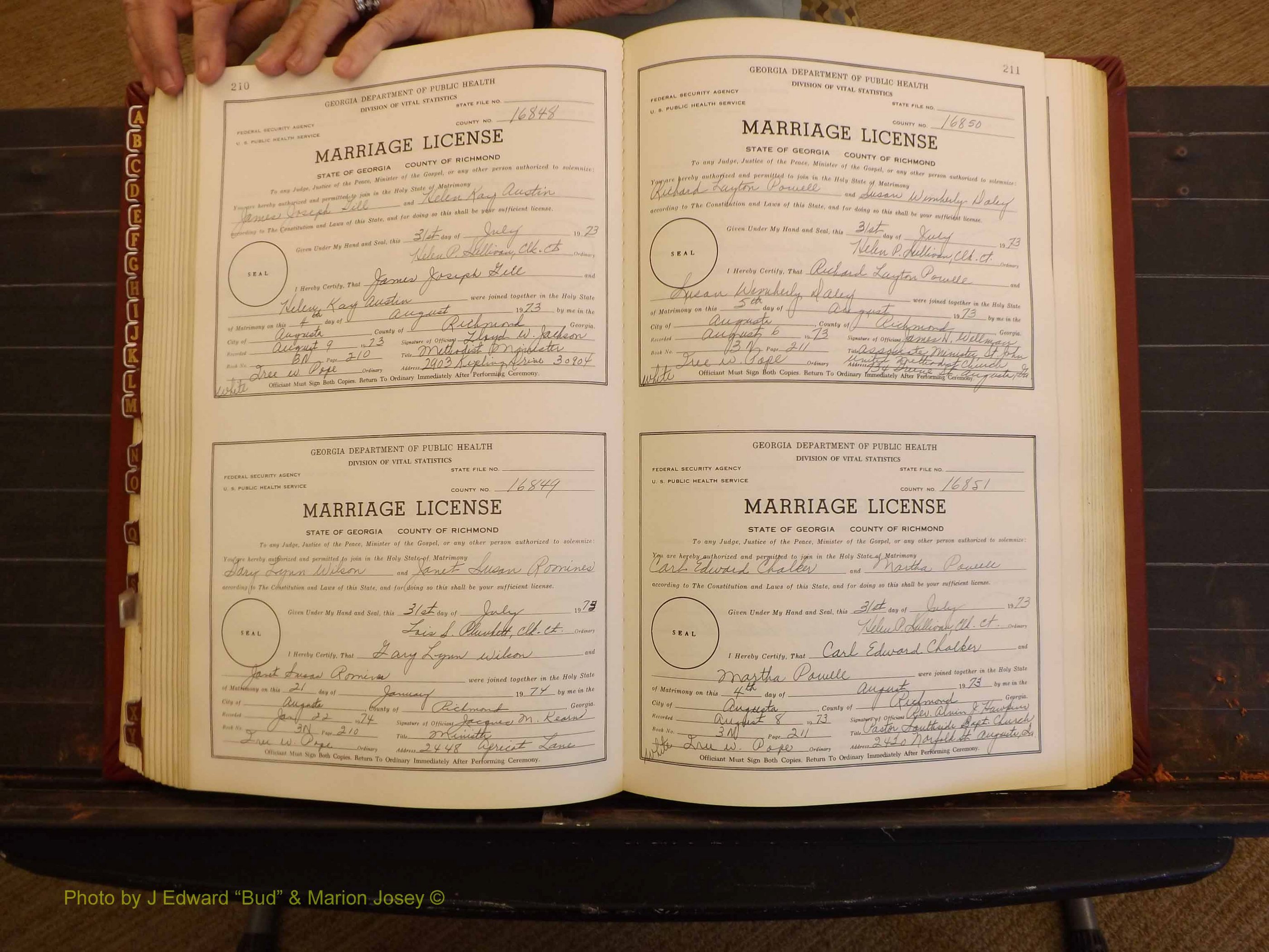 Richmond Marriages, 3N, 1973-1974 P 210-211.JPG