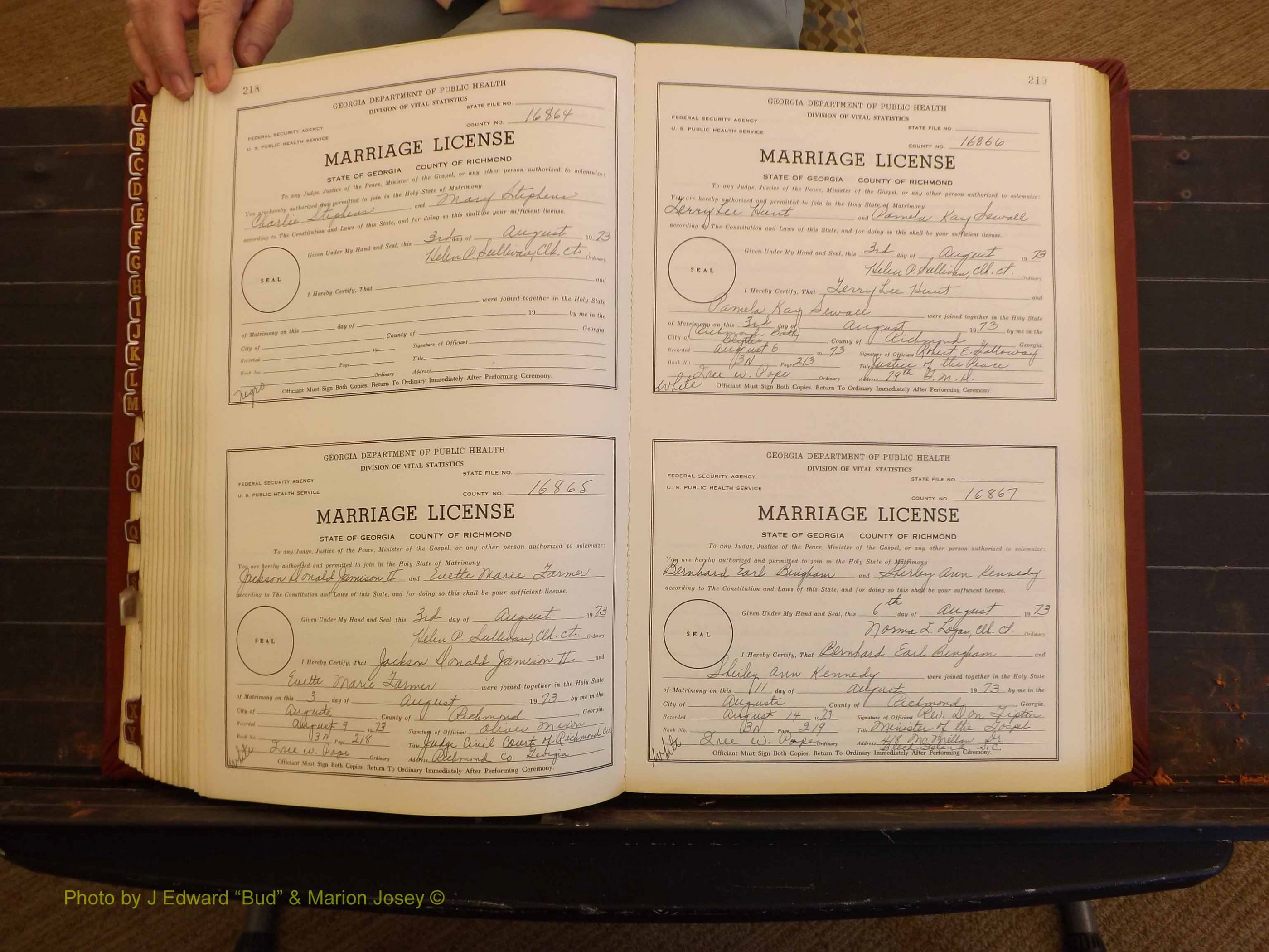 Richmond Marriages, 3N, 1973-1974 P 218-219.JPG