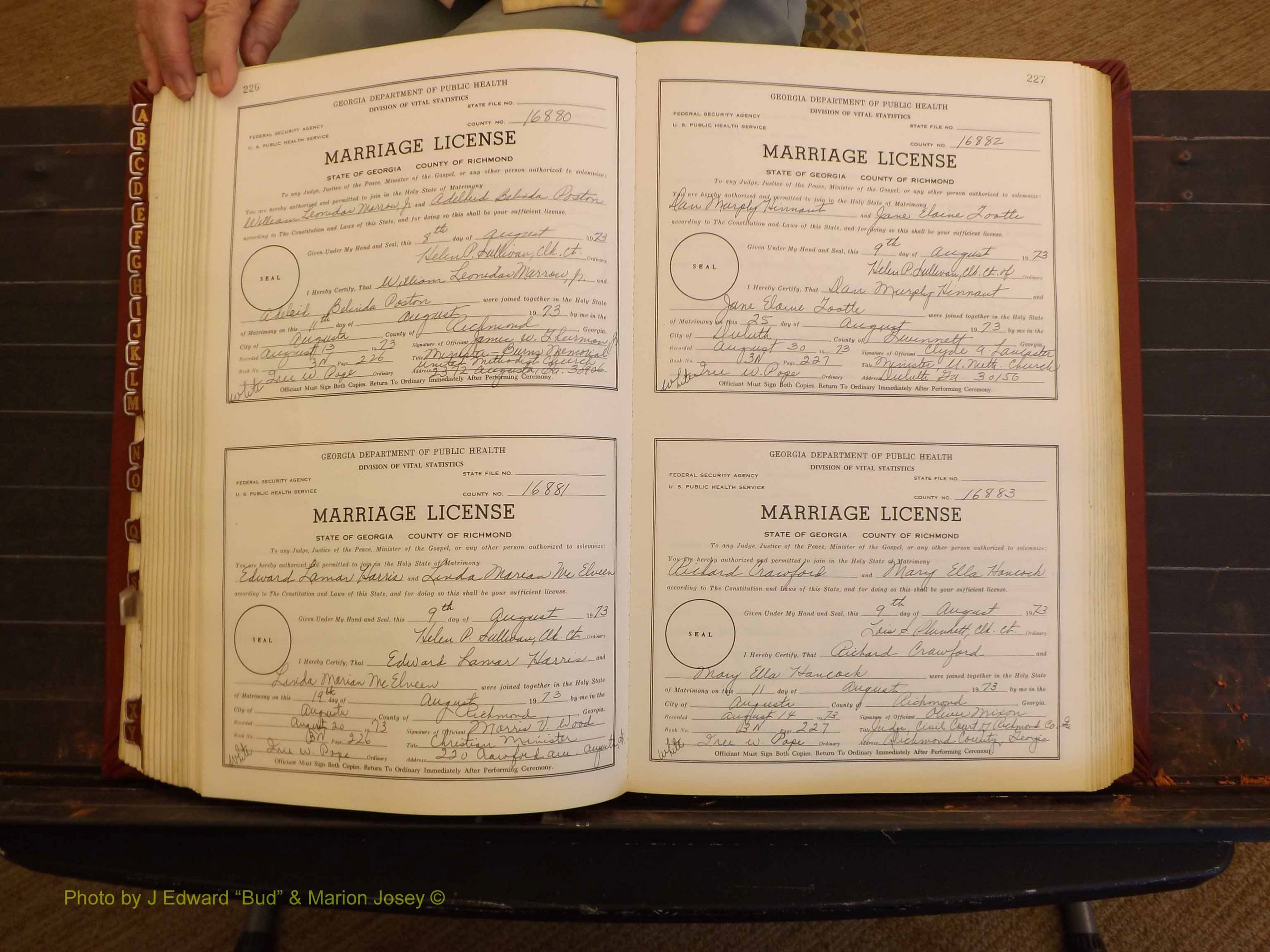 Richmond Marriages, 3N, 1973-1974 P 226-227.JPG