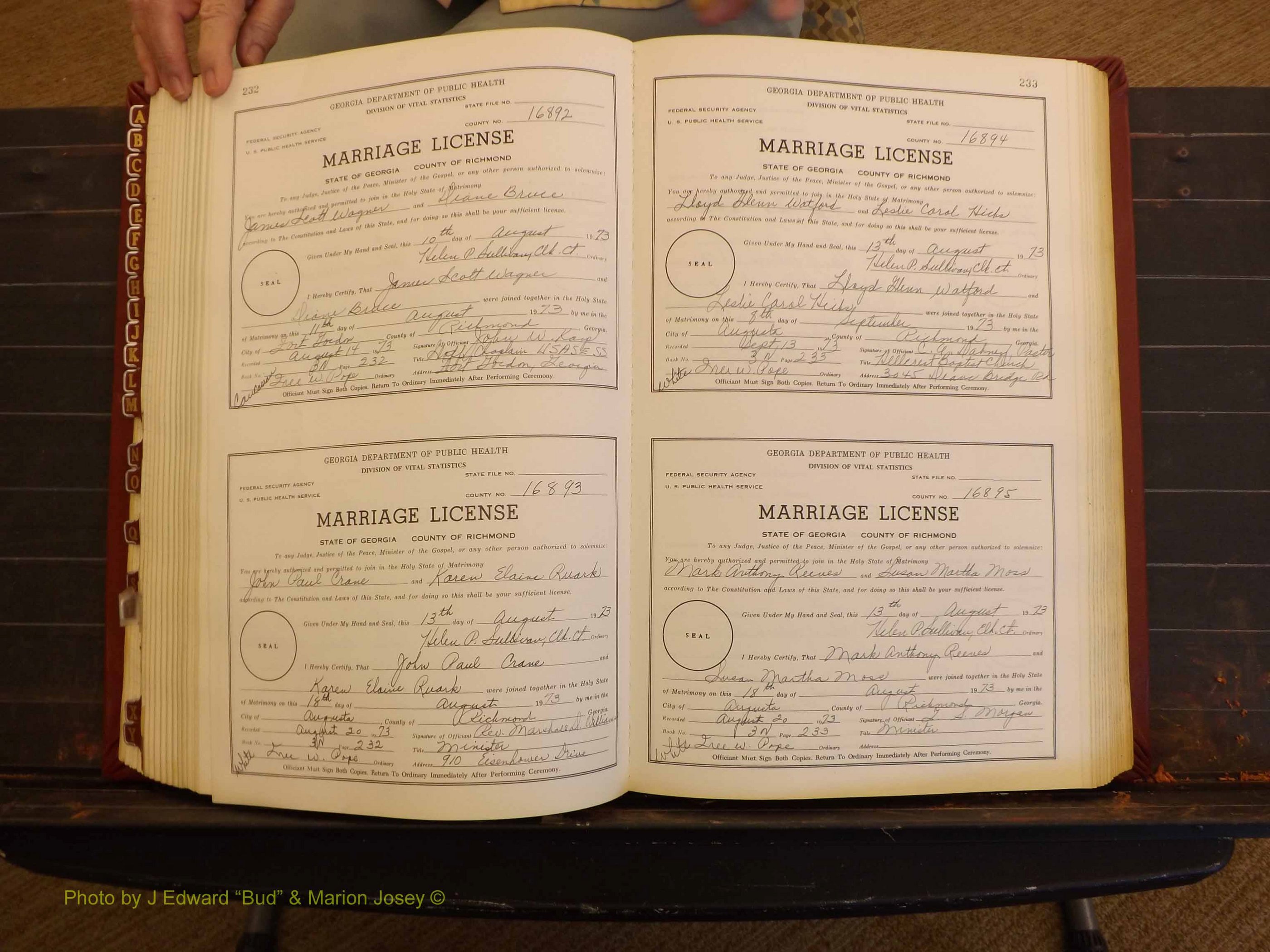 Richmond Marriages, 3N, 1973-1974 P 232-233.JPG